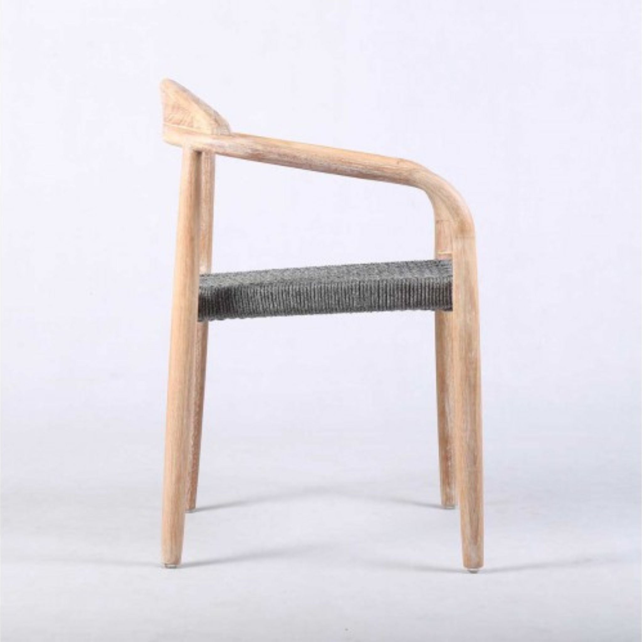 Crisal Decoracion Javiro-B Outdoor Dining Chair Eucalyptus Wood and Gray Rope Set of 2 - ModernistaLiving