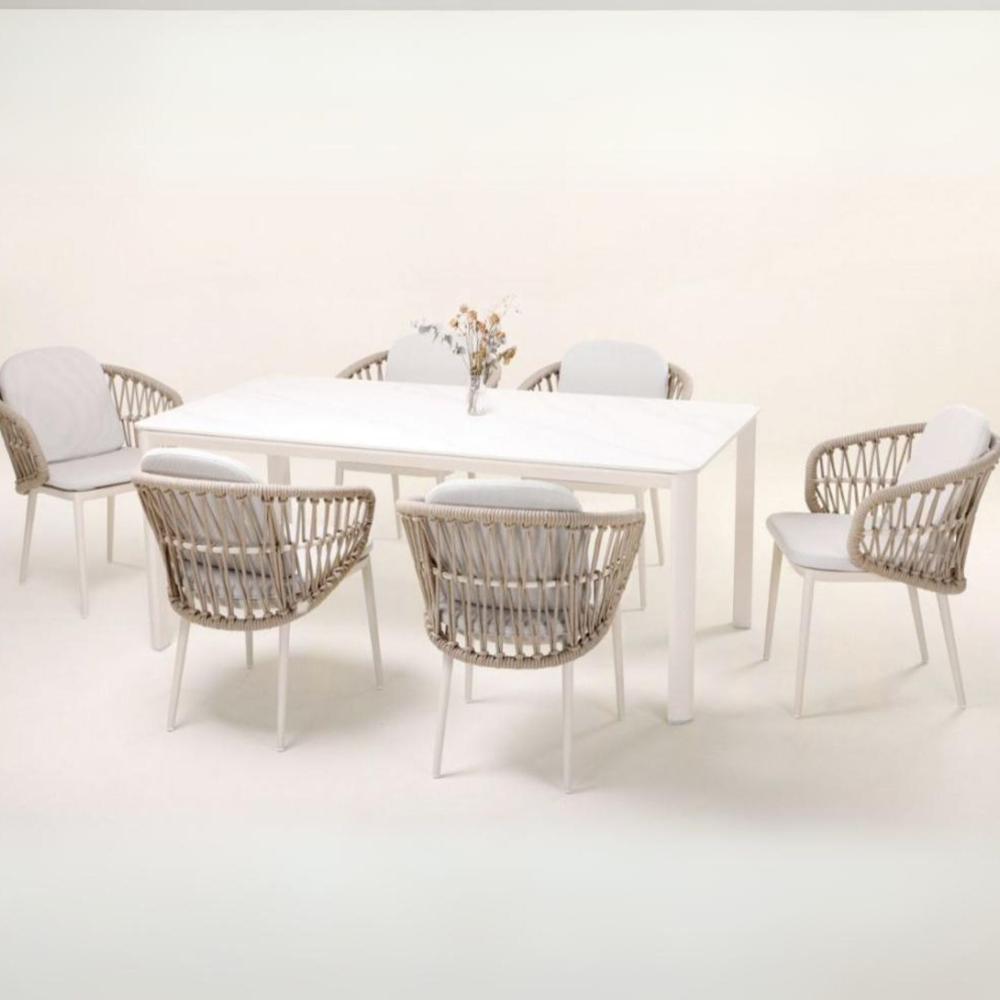 Crisal Decoracion Violet-4 Outdoor Table White Aluminum and Stone - ModernistaLiving