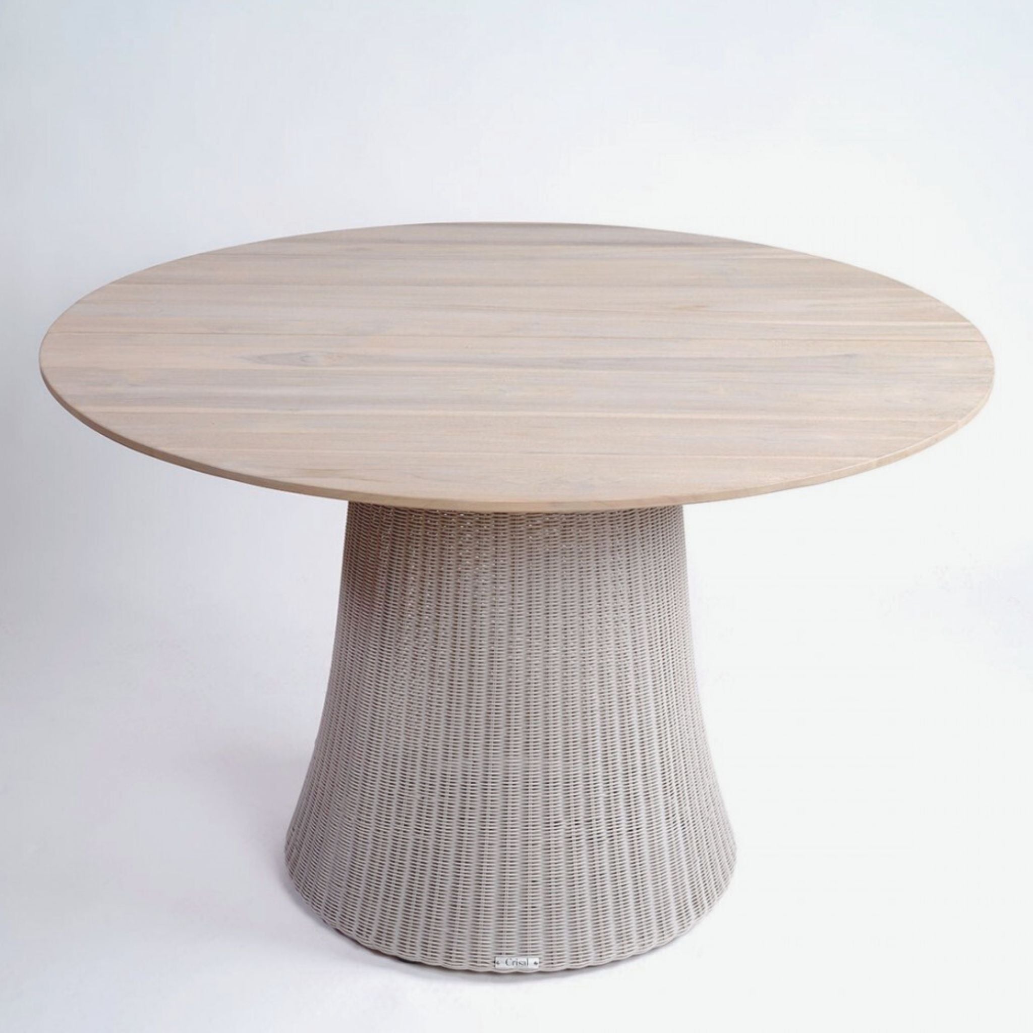 Crisal Decoracion Aria Round Dining Table 120 Teak And Synthetic Rattan - ModernistaLiving
