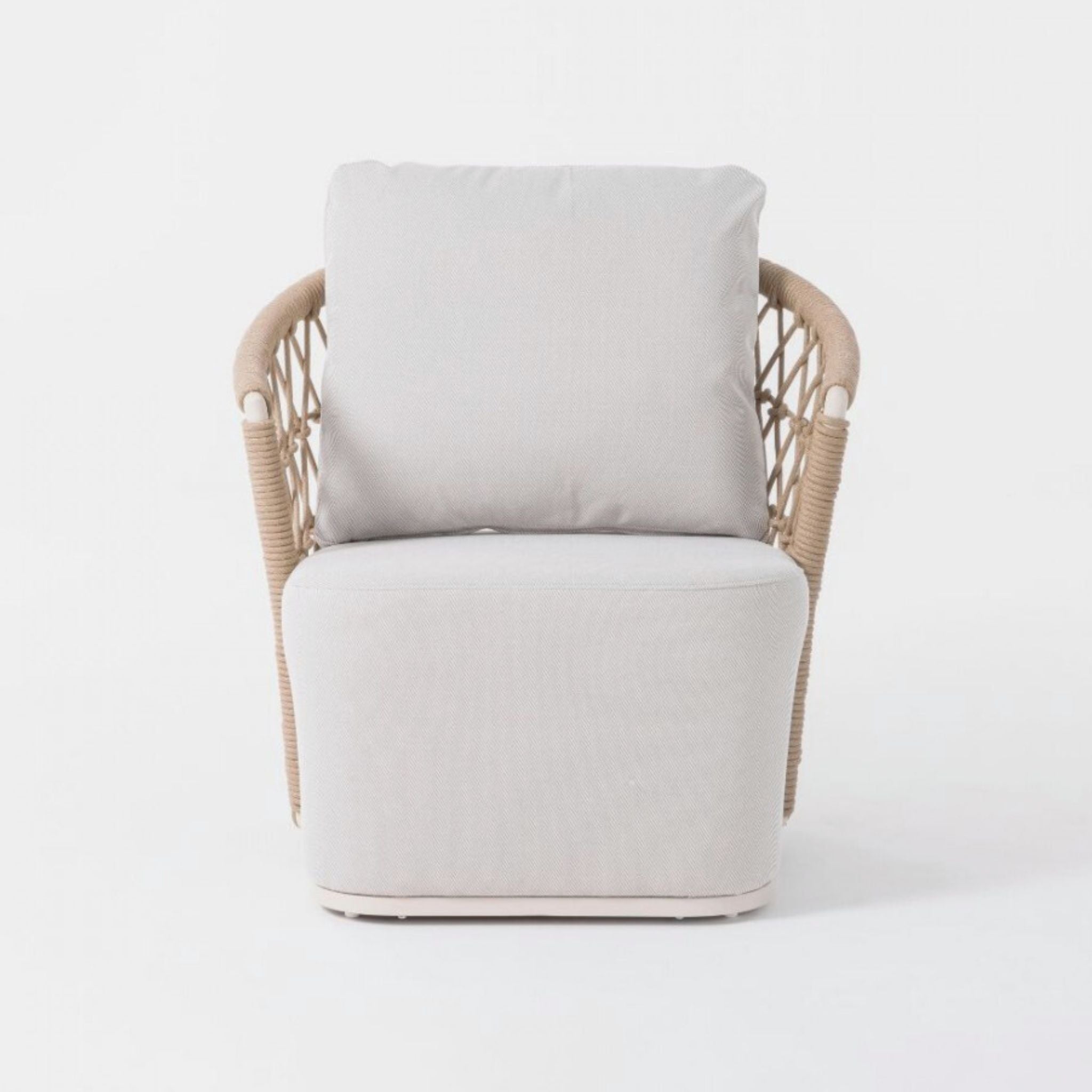 Crisal Decoracion Isquia Armchair with Red Backrest Rope and Aluminum - ModernistaLiving