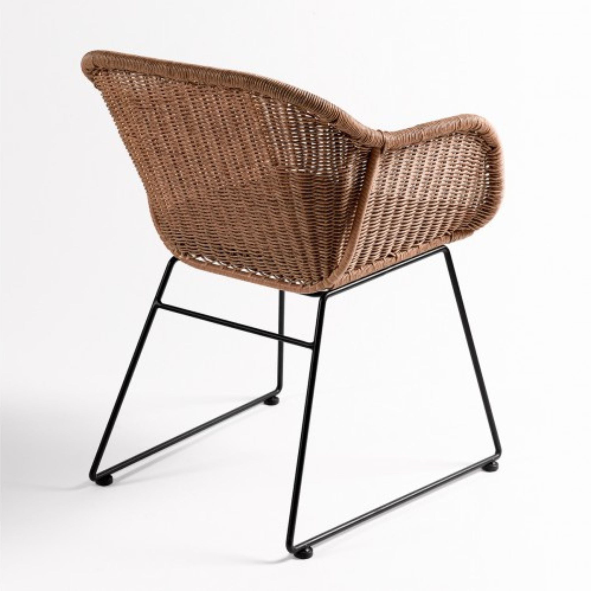 Crisal Decoracion CB6025-R-B Armchair Synthetic Rattan and Black Leg Set of 2 - ModernistaLiving