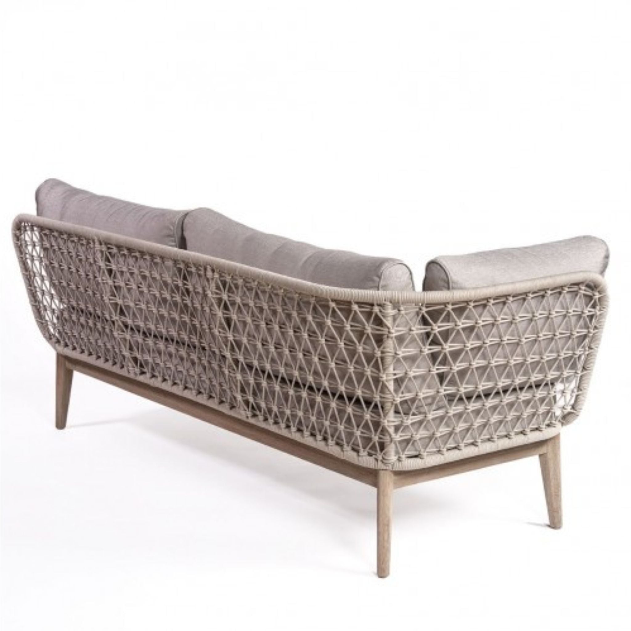 Crisal Decoracion Osana-2 Outdoor Sofa with One Arm Wood and Greyish White Rope - ModernistaLiving