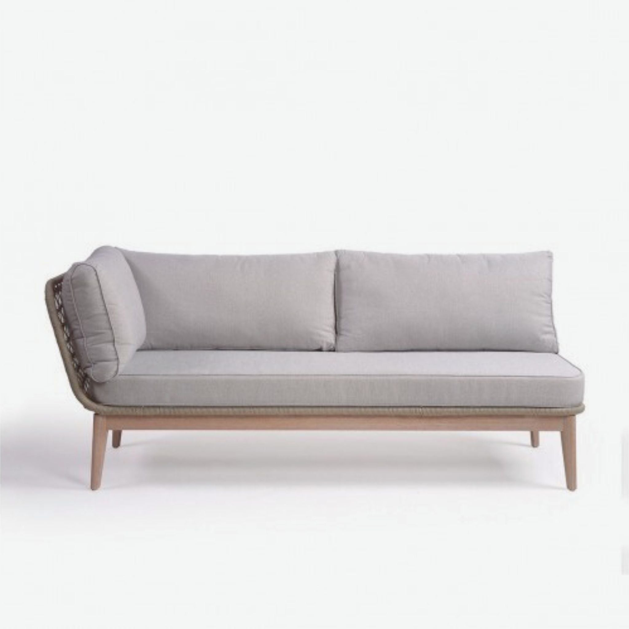 Crisal Decoracion Osana-2C Outdoor Sofa with One Arm Wood and Cement Colour Rope - ModernistaLiving