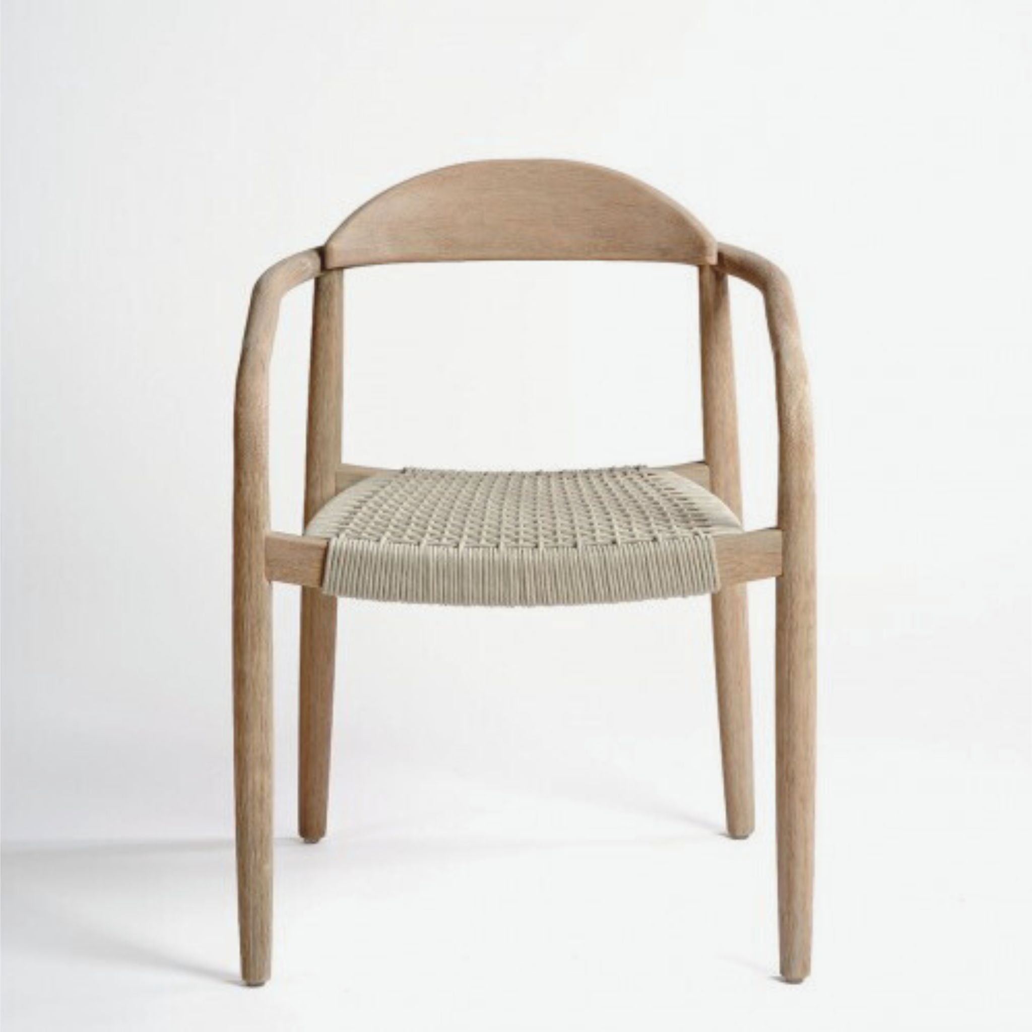 Crisal Decoracion Javiro-GL Outdoor Dining Chair Eucalyptus Wood and Light Grey Rope Set of 2 - ModernistaLiving