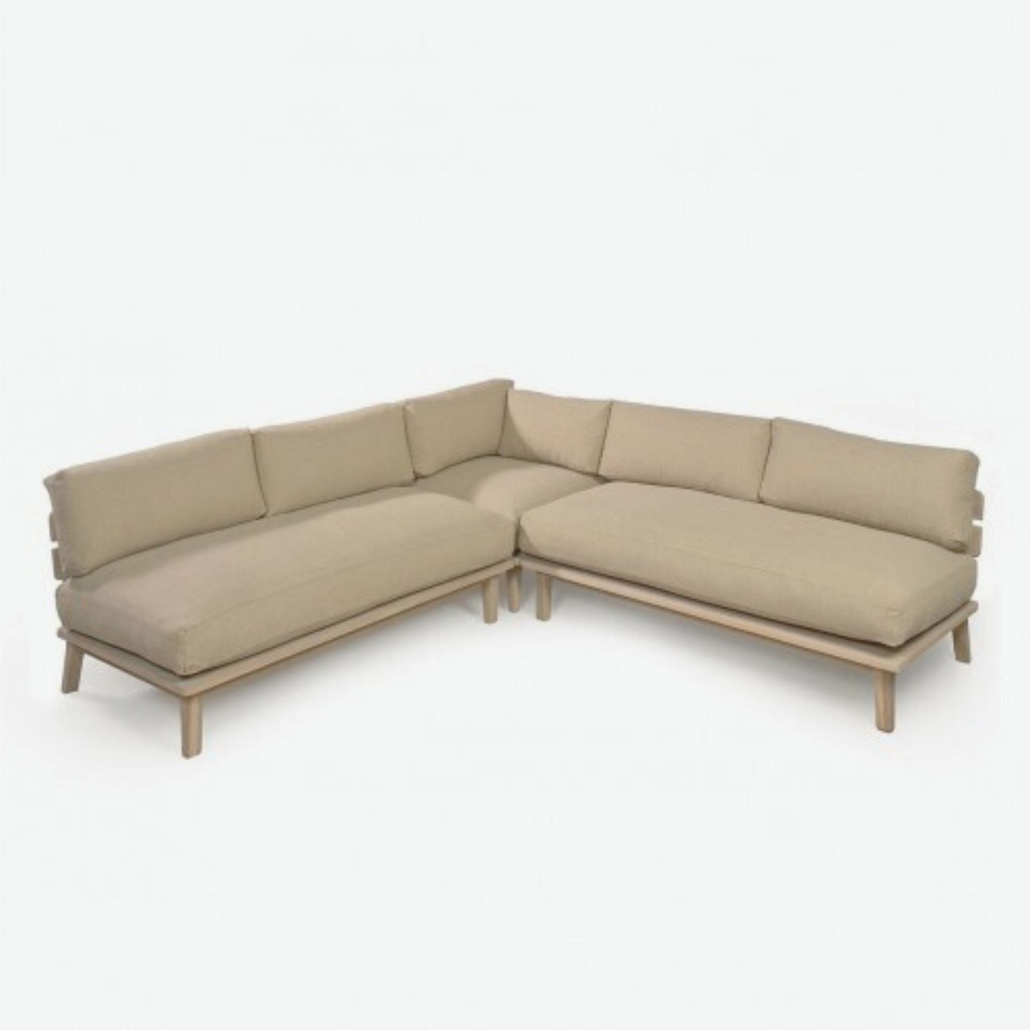 Crisal Decoracion Dium Modular Sofa for Outdoor Bleached Teak and Ivory Upholstery - ModernistaLiving