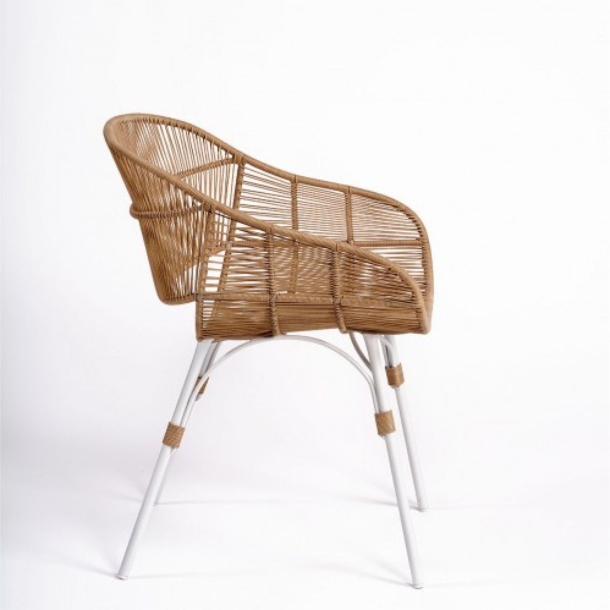Crisal Decoracion Lopa Outdoor Chair with Arms in Natural Colour Resin and Stone Coloured Metal Leg - ModernistaLiving