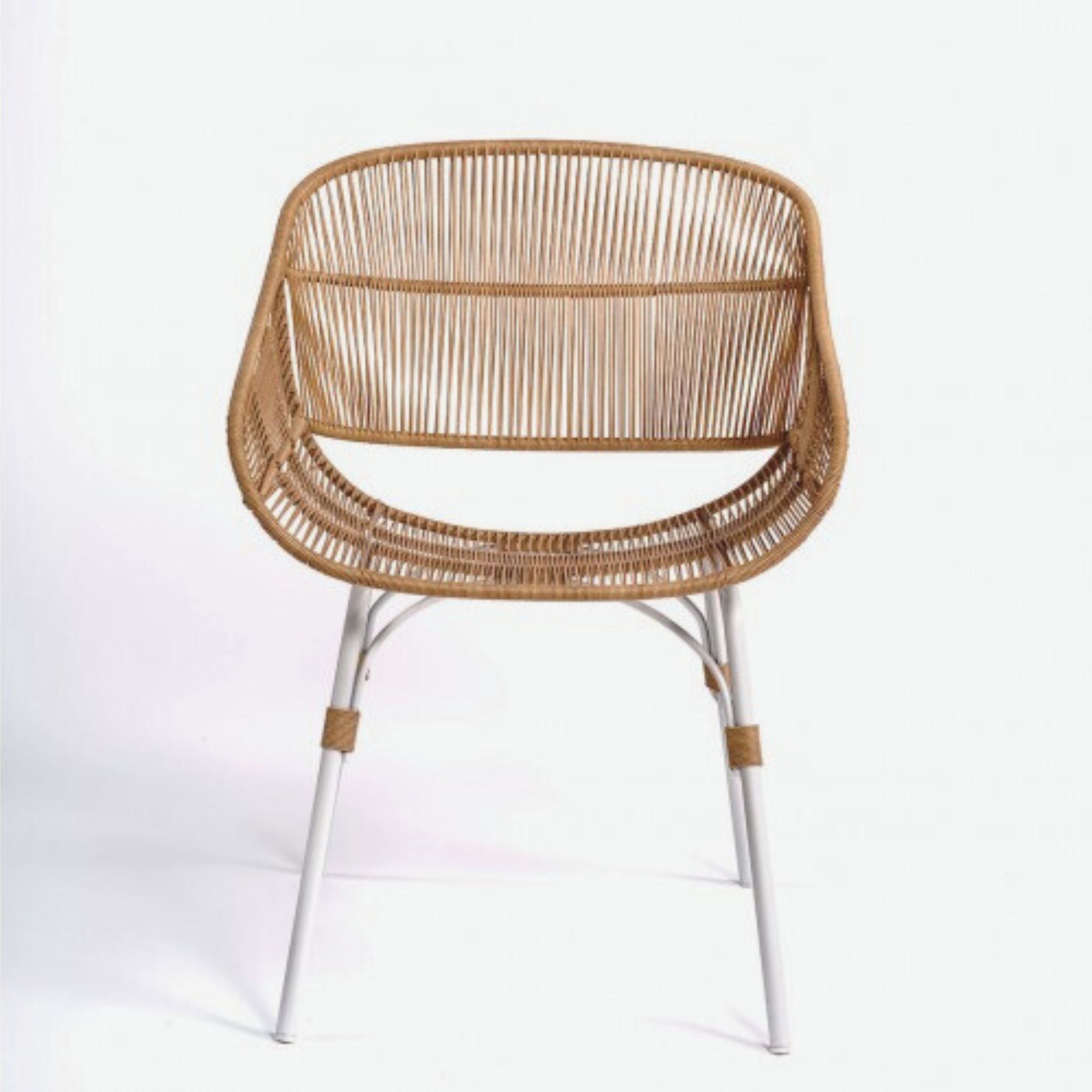 Crisal Decoracion Lopa Outdoor Chair with Arms in Natural Colour Resin and Stone Coloured Metal Leg - ModernistaLiving