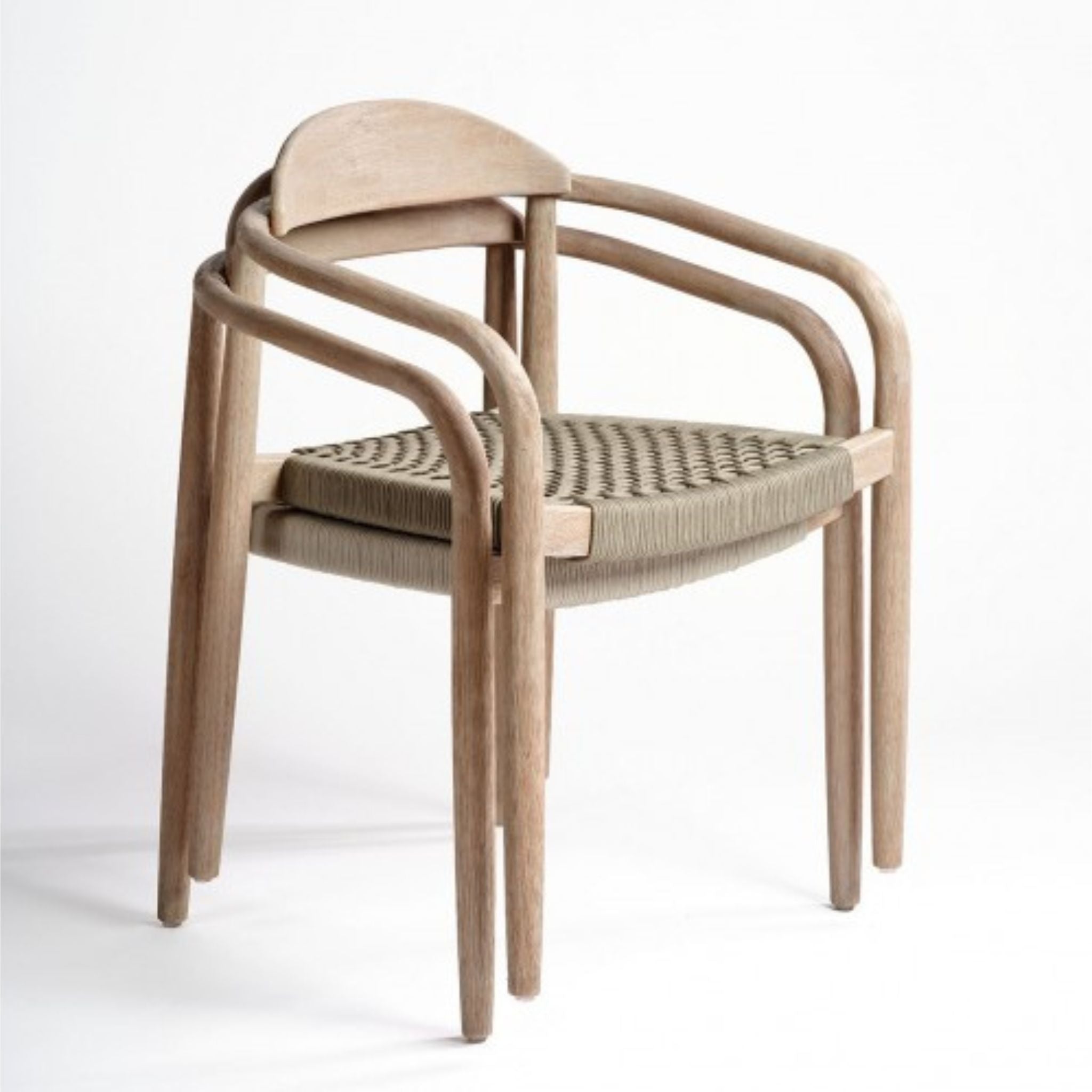 Crisal Decoracion Javiro-GL Outdoor Dining Chair Eucalyptus Wood and Light Grey Rope Set of 2 - ModernistaLiving