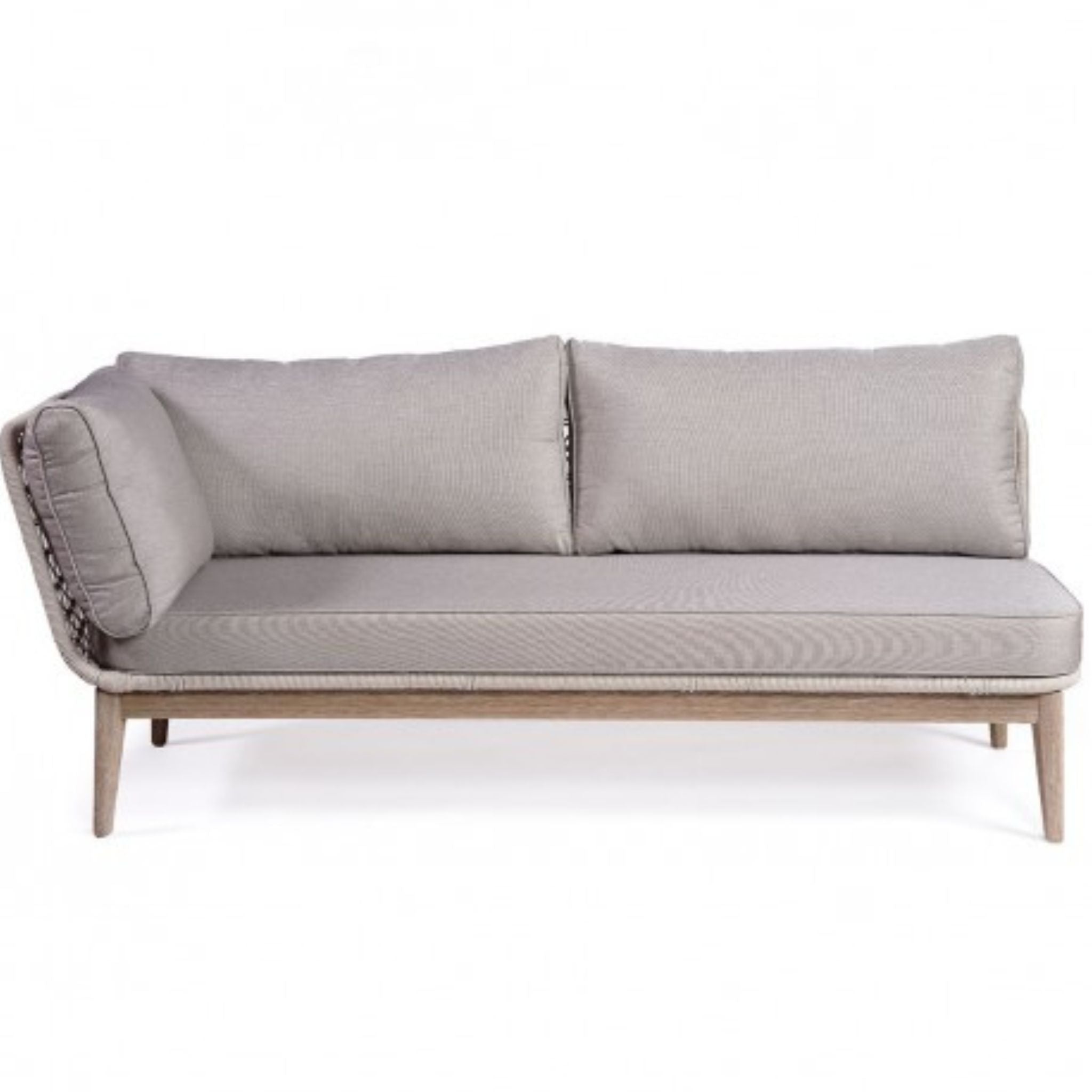 Crisal Decoracion Osana-2 Outdoor Sofa with One Arm Wood and Greyish White Rope - ModernistaLiving