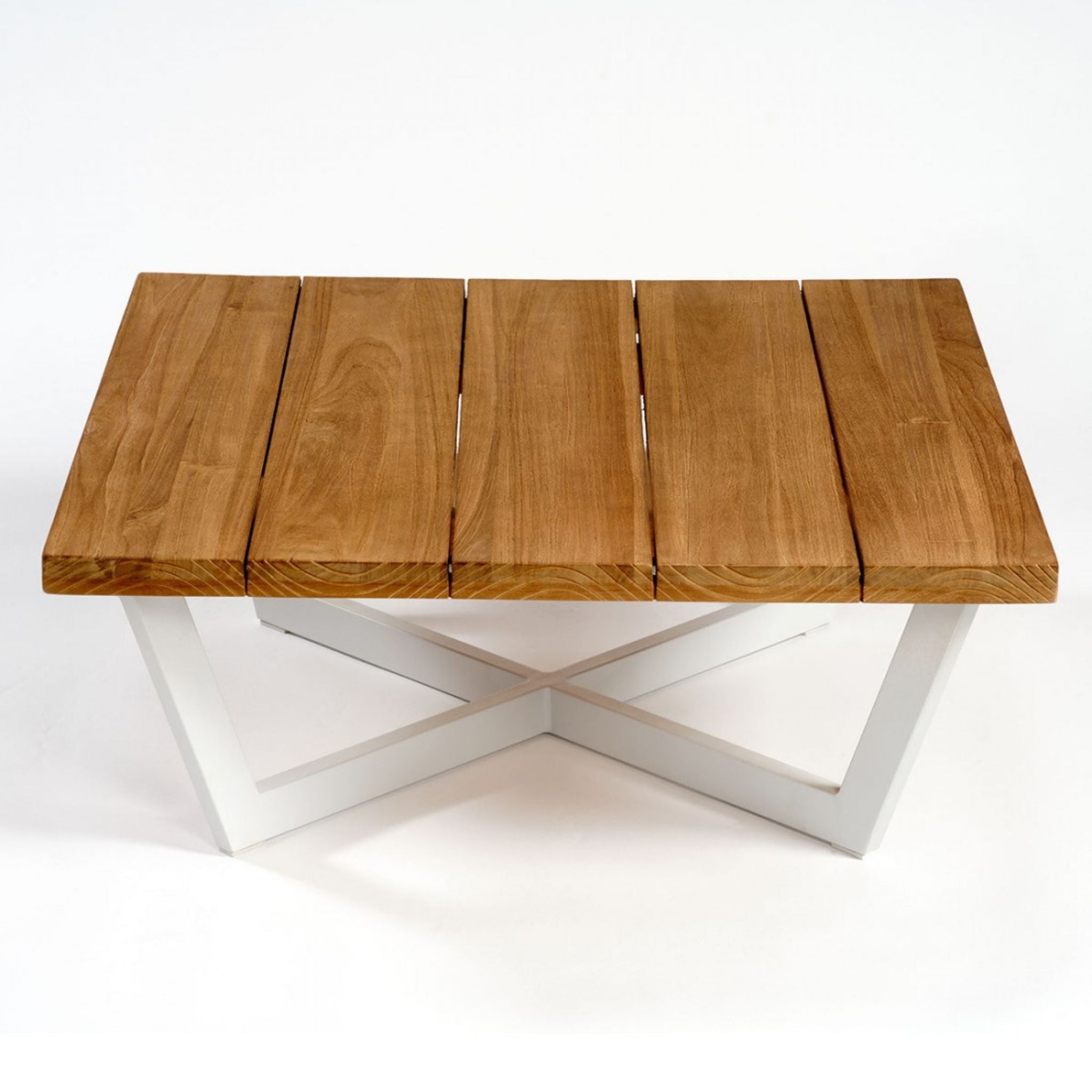 Crisal Decoracion Vera Square Coffee Table Natural Teak and Stone Aluminum - ModernistaLiving