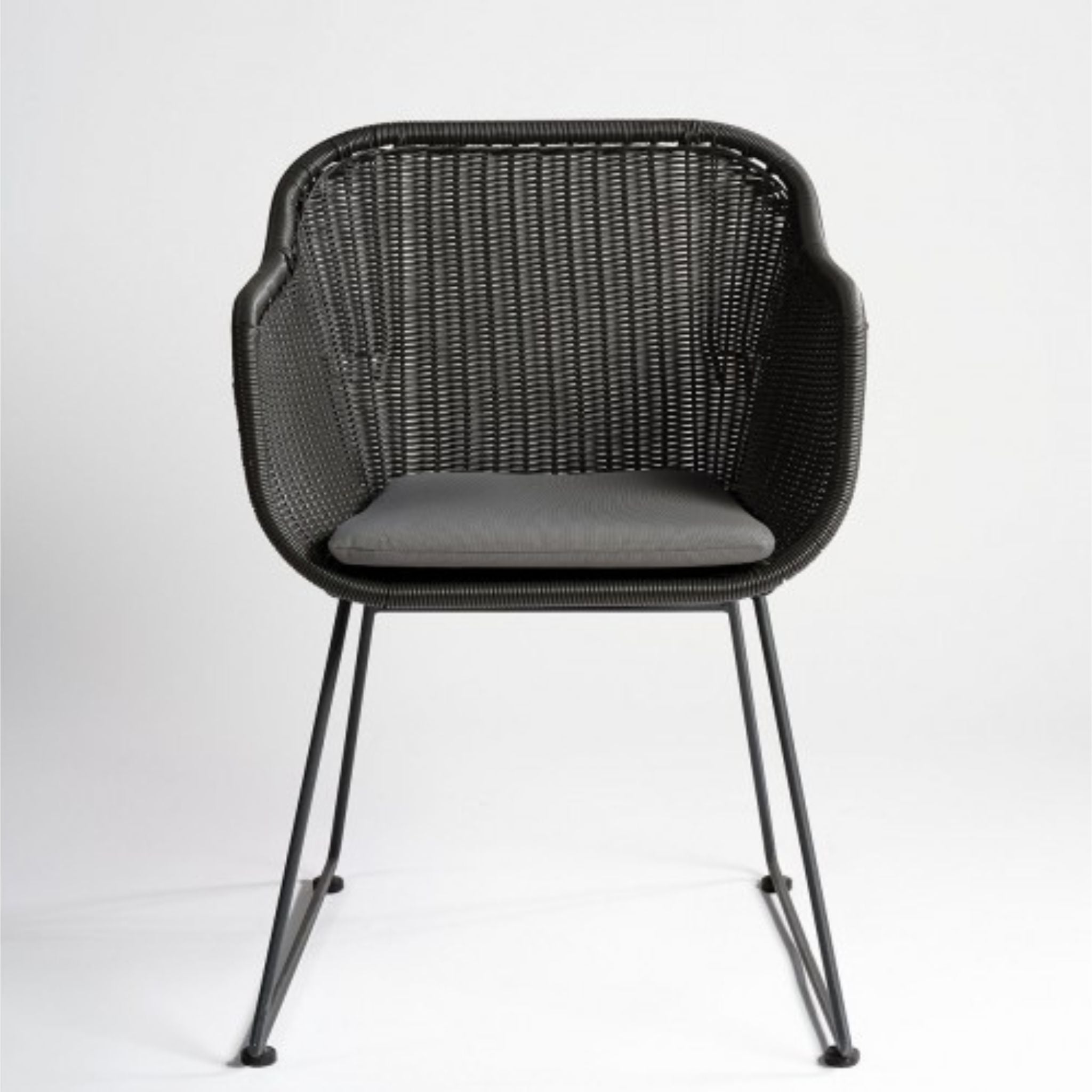 Crisal Decoracion Lucia-1G Armchair Gray Synthetic Rattan and Gray Leg Set of 2 - ModernistaLiving