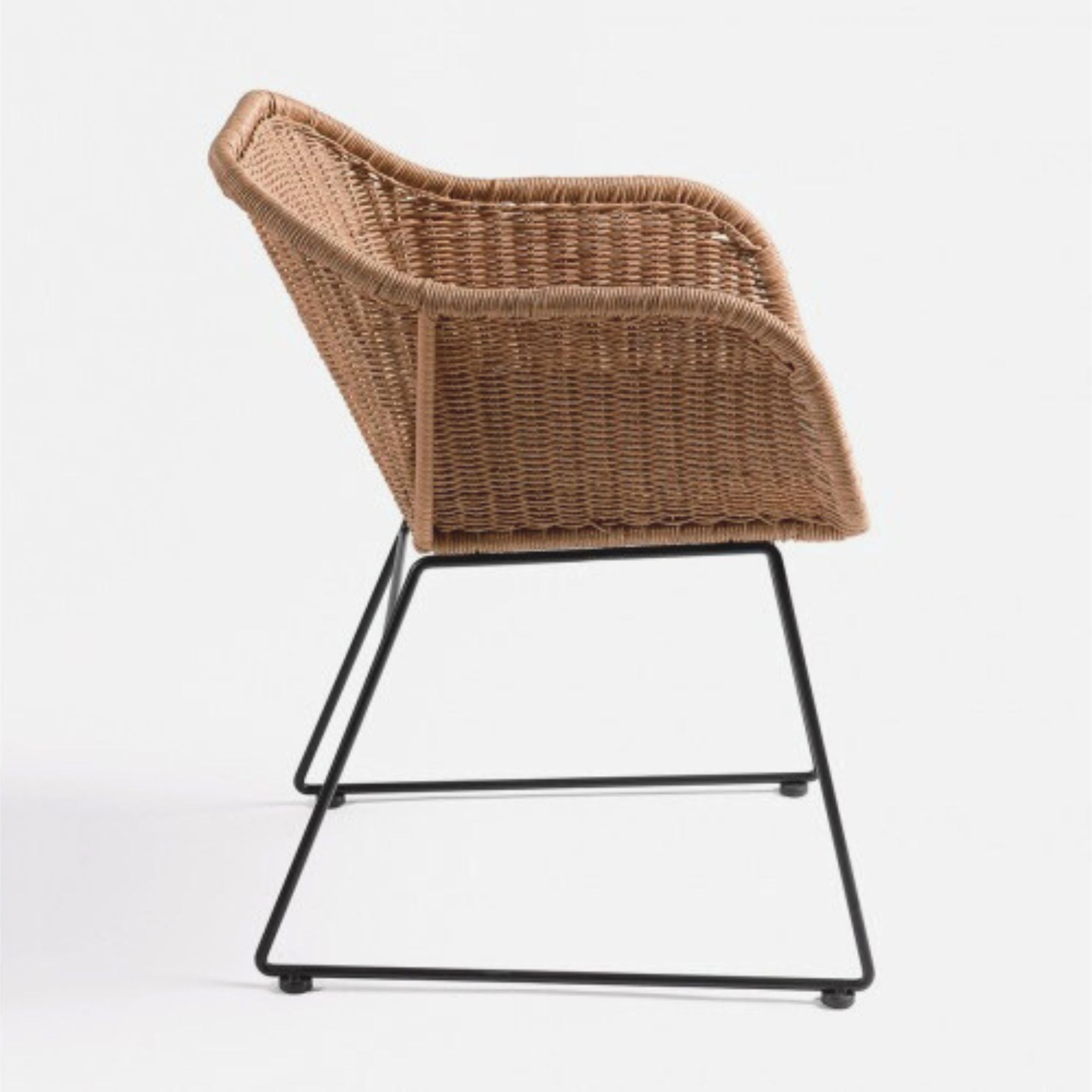 Crisal Decoracion CB6025-R-B Armchair Synthetic Rattan and Black Leg Set of 2 - ModernistaLiving