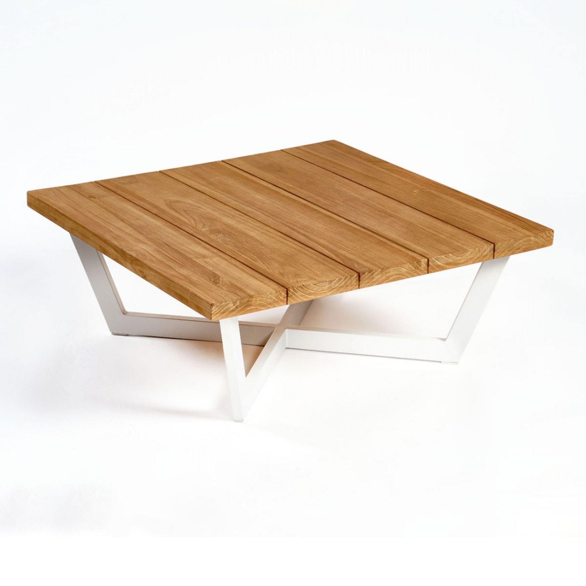 Crisal Decoracion Vera Square Coffee Table Natural Teak and Stone Aluminum - ModernistaLiving