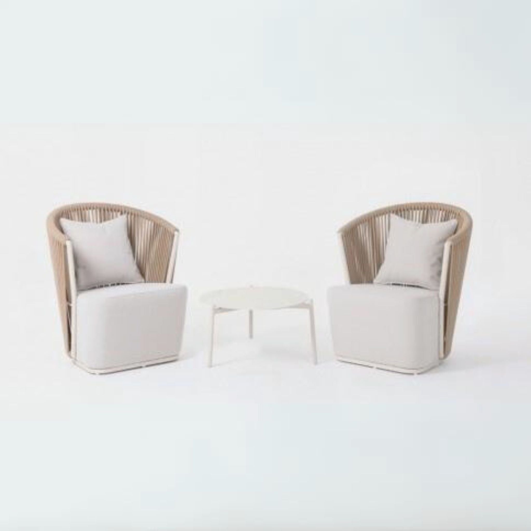 Crisal Decoracion Elba-2 High Back Armchair Aluminum and Rope - ModernistaLiving