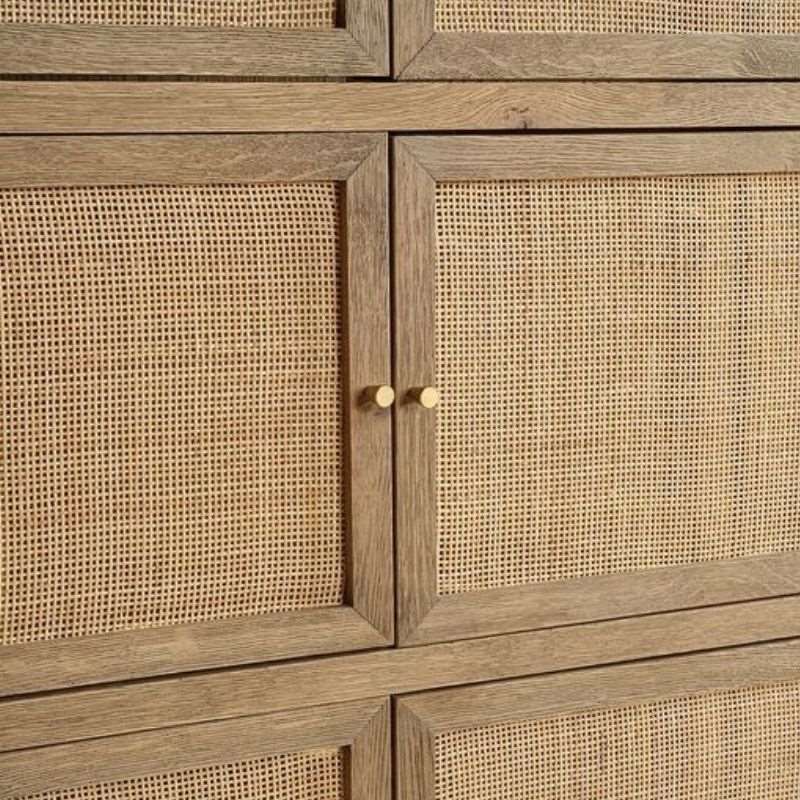 Crisal Decoracion Arlet Wardrobe Cabinet 6 Natural Oak and Mesh Doors - ModernistaLiving