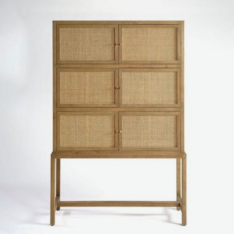 Crisal Decoracion Arlet Wardrobe Cabinet 6 Natural Oak and Mesh Doors - ModernistaLiving