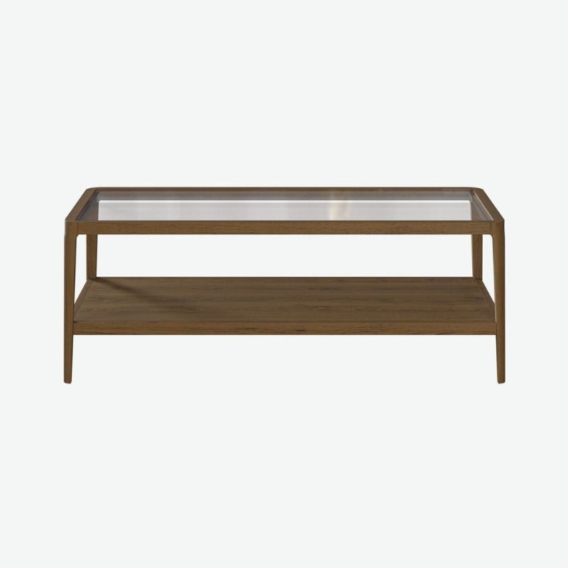 D.I. Designs Abberley Coffee Table Brown Oak Glass Top - ModernistaLiving