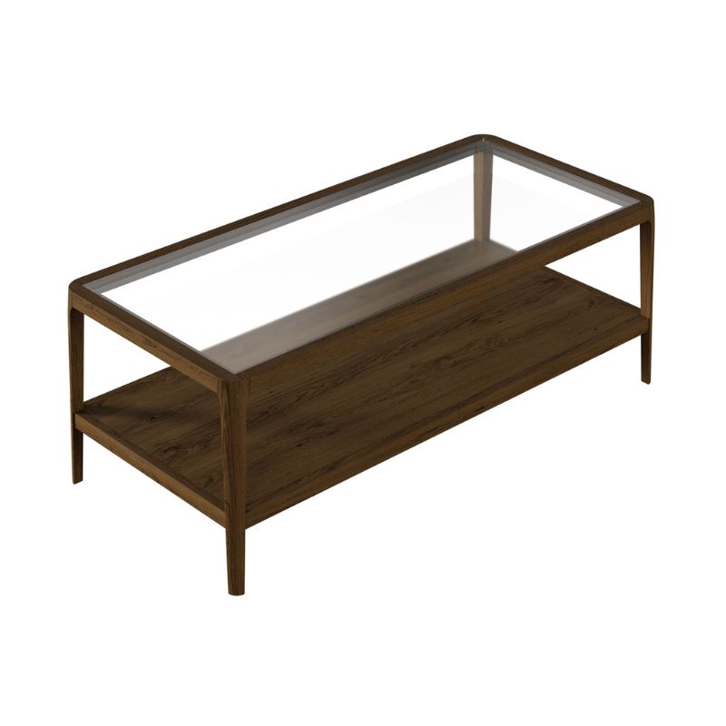 D.I. Designs Abberley Coffee Table Brown Oak Glass Top - ModernistaLiving