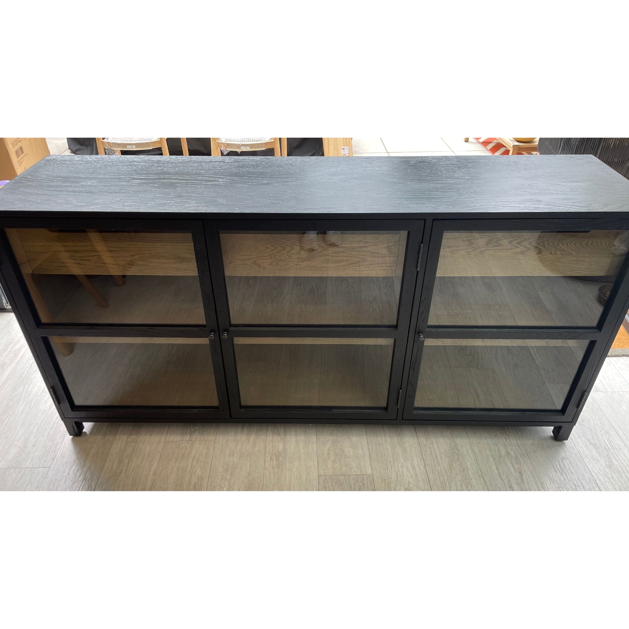 Crisal Decoracion Alantra-1 Oak and Glass Sideboard 3 Doors 3 Drawers