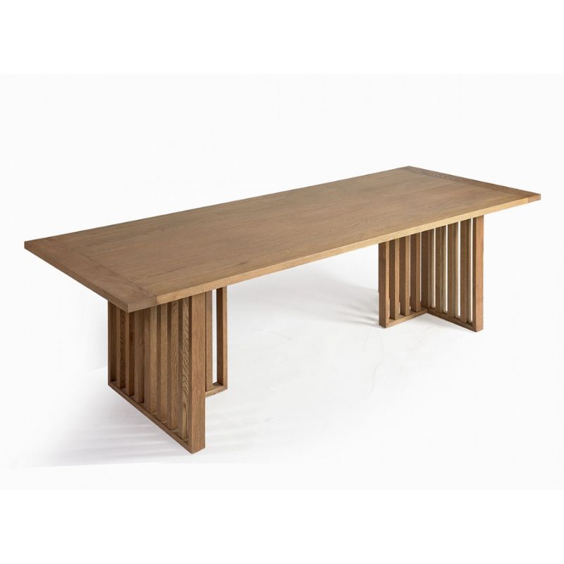 Crisal Decoracion Bangkok-1 Dining Table Finished in Natural Oak and Slatted Legs - ModernistaLiving