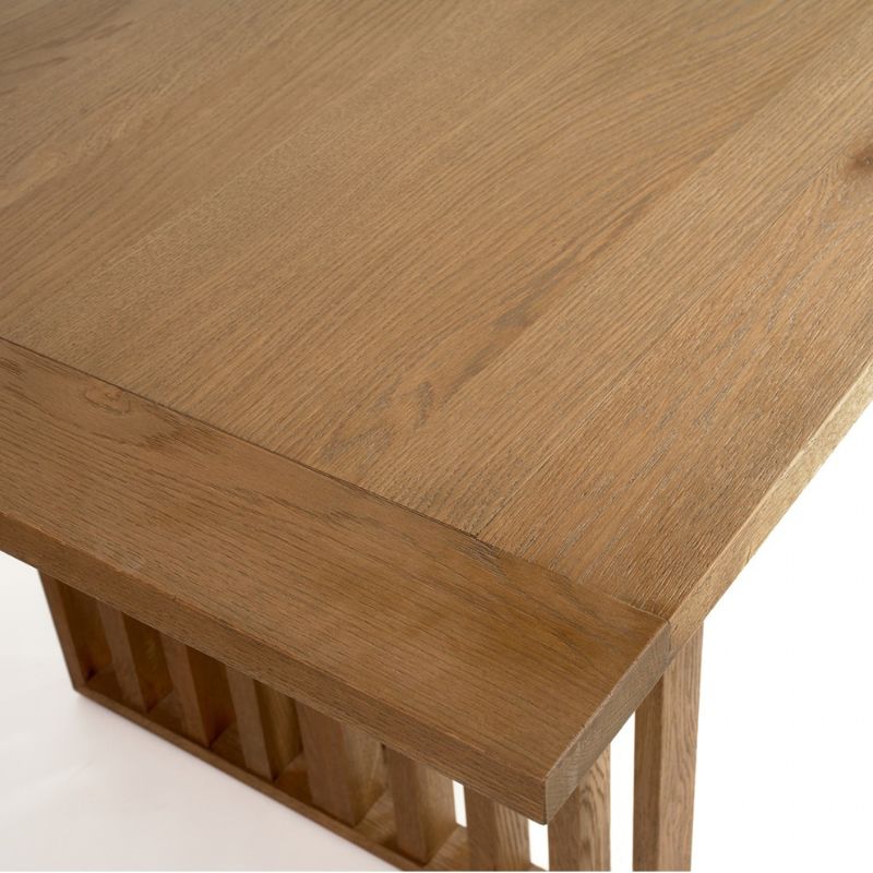 Crisal Decoracion Bangkok-1 Dining Table Finished in Natural Oak and Slatted Legs - ModernistaLiving