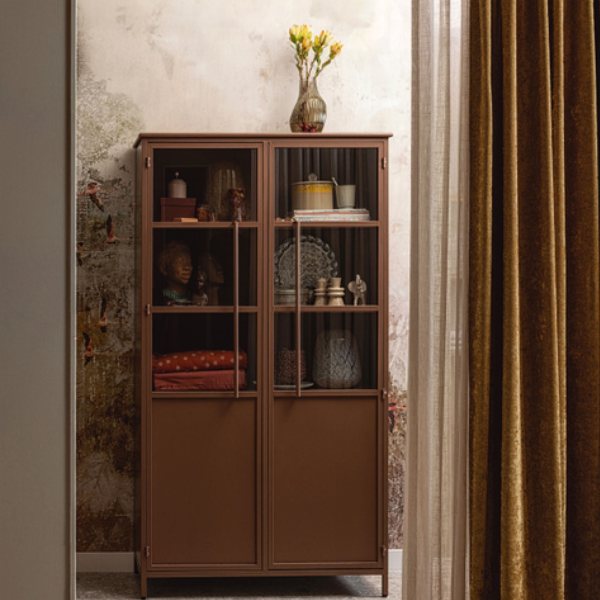 BePureHome Exhibit Cabinet Metal Tan - ModernistaLiving