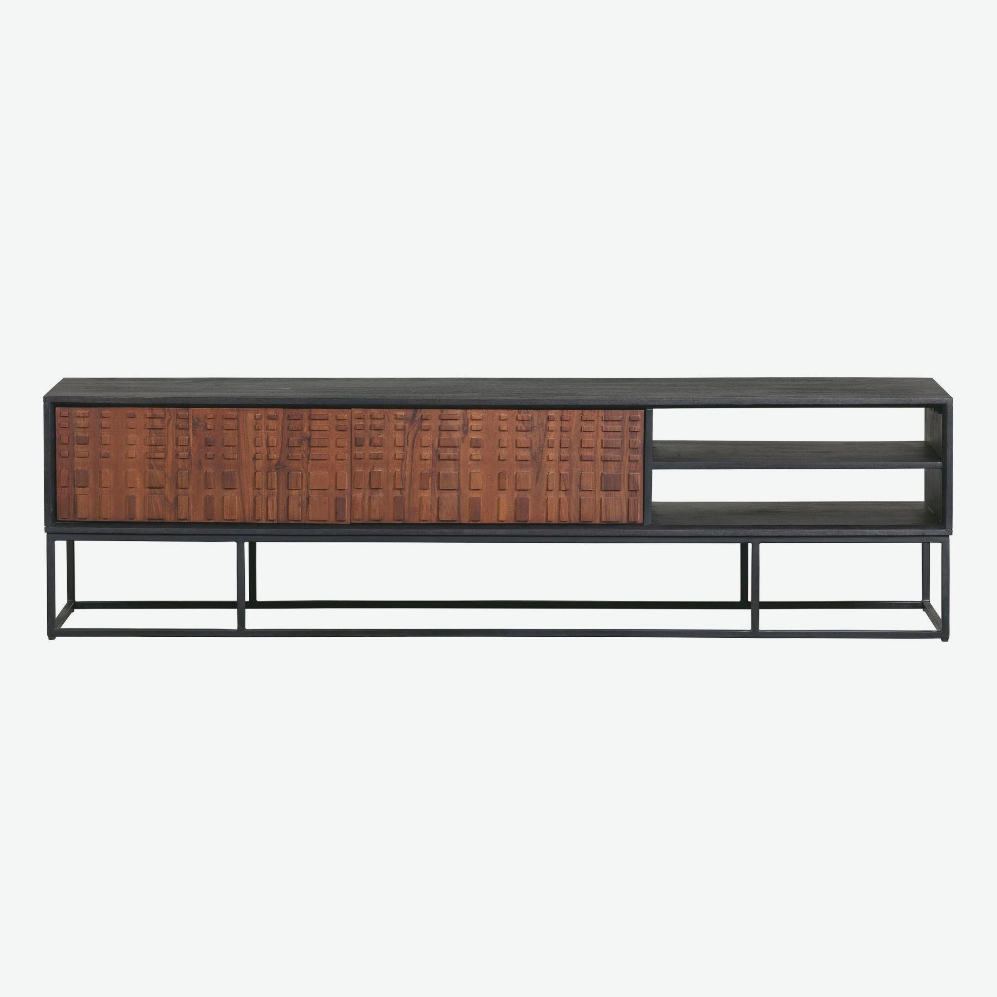 BePureHome Nuts TV Unit Sheesam Wood Walnut Black - ModernistaLiving