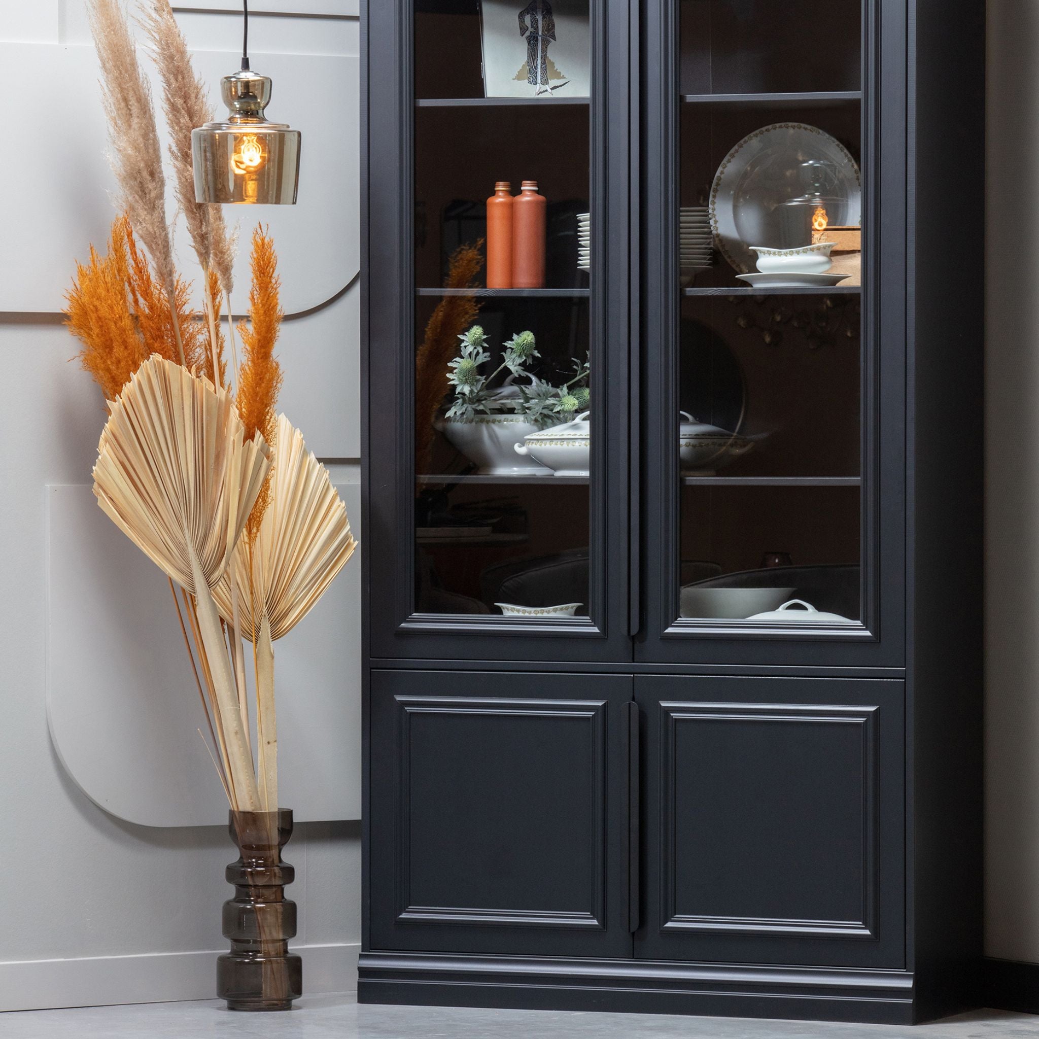 BePureHome Organize Glass-Door Cabinet 44cm Pine Black (FSC) - ModernistaLiving