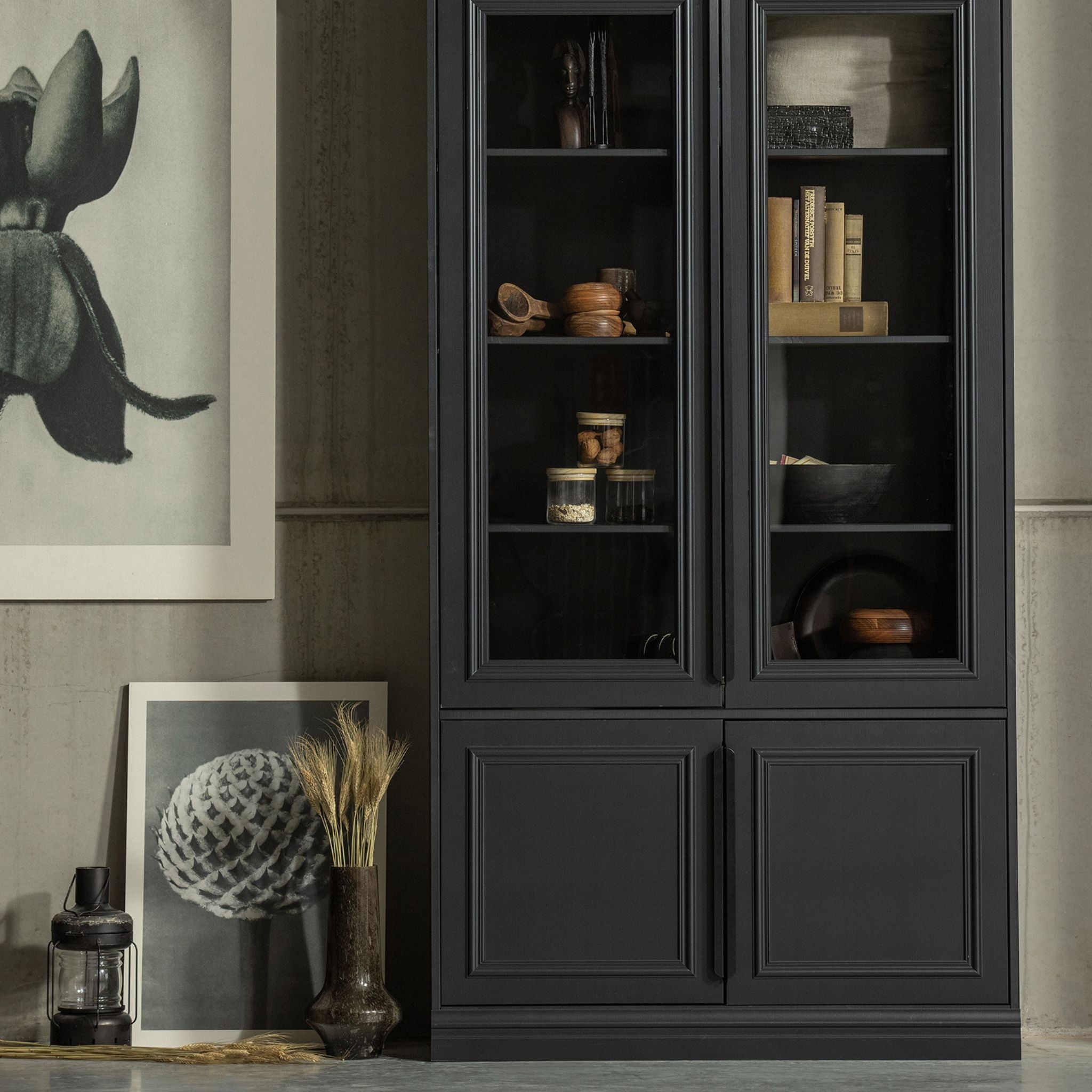 BePureHome Organize Glass-Door Cabinet 44cm Pine Black (FSC) - ModernistaLiving