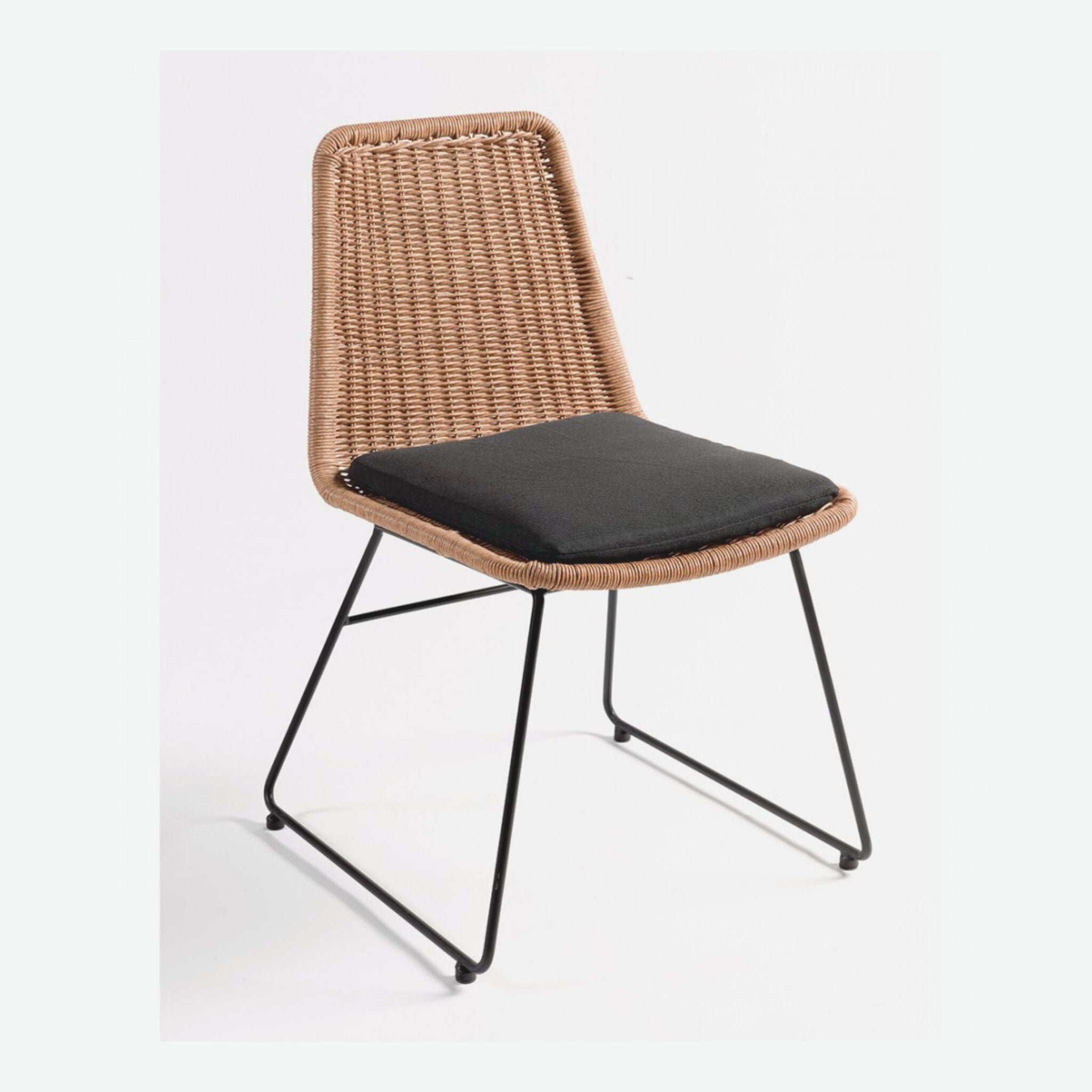 Crisal Decoracion CB6010-C-B Black Leg Synthetic Rattan Chair Set of 2