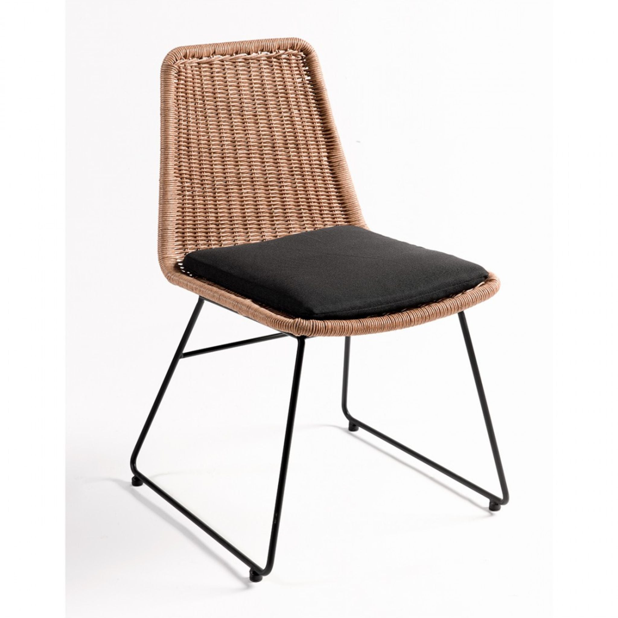 Crisal Decoracion CB6010-C-B Black Leg Synthetic Rattan Chair Set of 2