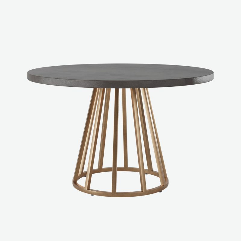 D.I. Designs Bredon Round Dining Table Grey Faux Dark Concrete Top - ModernistaLiving