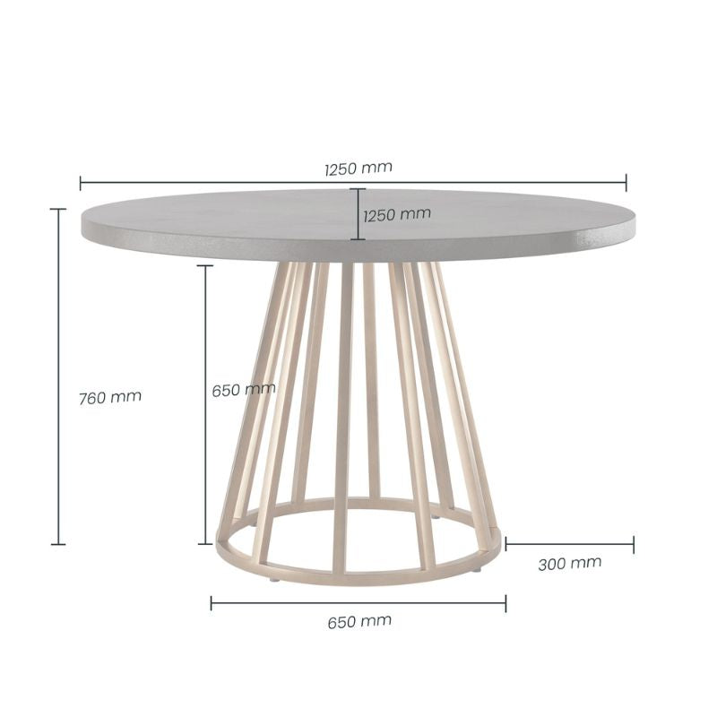 D.I. Designs Bredon Round Dining Table Grey Faux Dark Concrete Top - ModernistaLiving