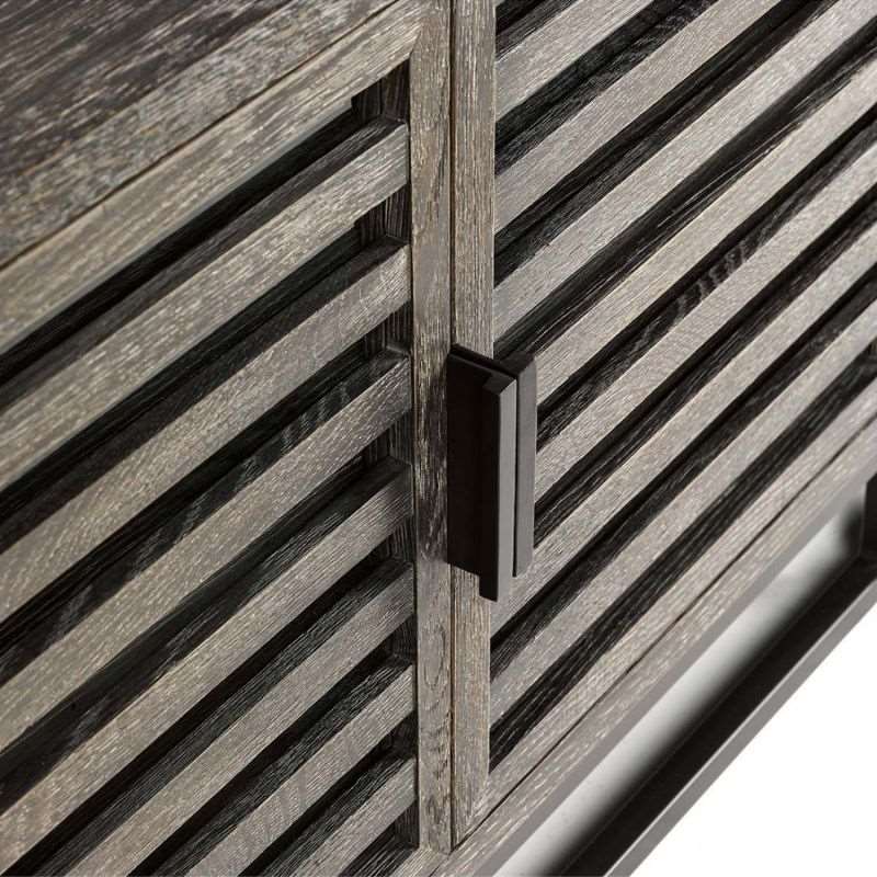 Crisal Decoracion 5633-NK Sideboard Low Grey Oak Metal Frame - ModernistaLiving