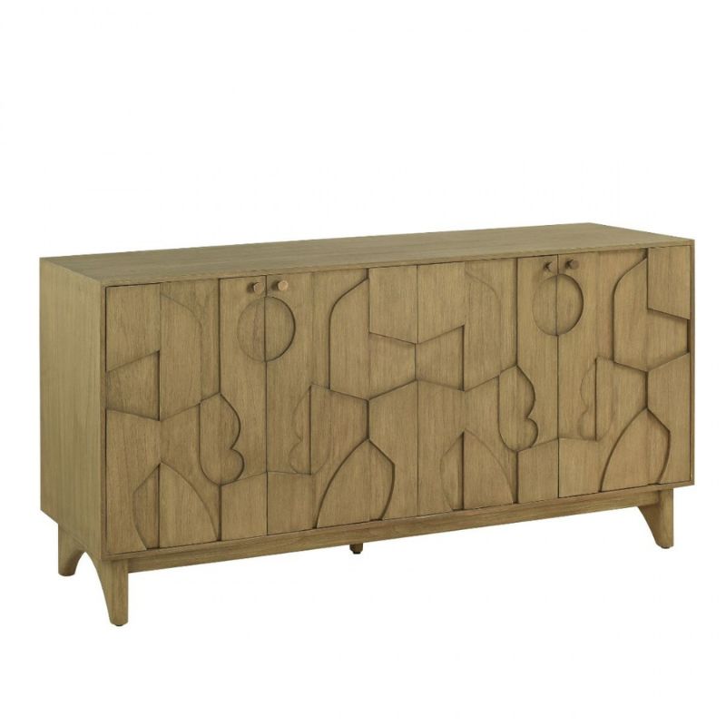 Crisal Decoracion Indome-nat Sideboard Natural Wood 4 Doors with Relief - ModernistaLiving