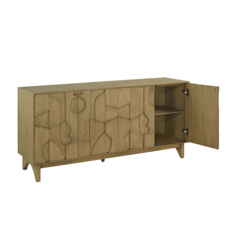 Crisal Decoracion Indome-nat Sideboard Natural Wood 4 Doors with Relief - ModernistaLiving