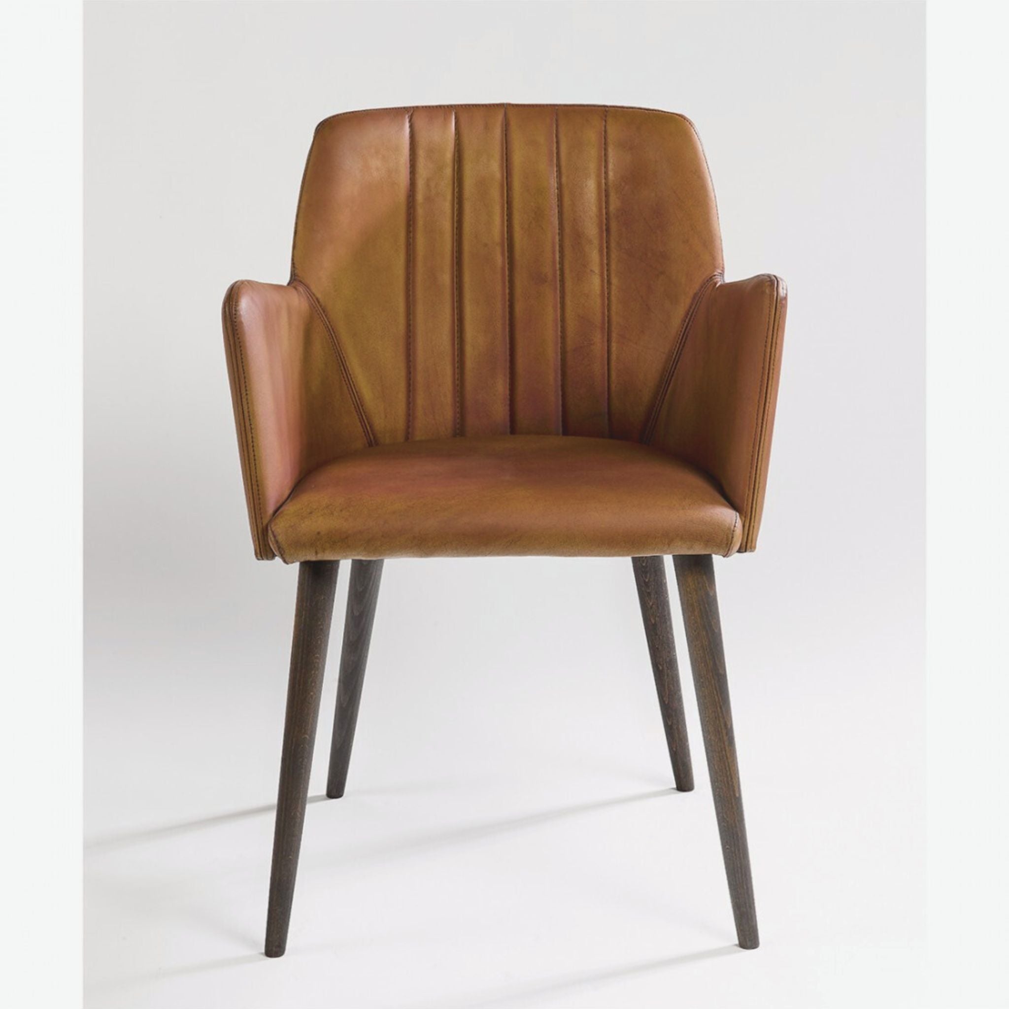 Crisal Decoracion Leather Dining Chair with Wooden Legs - ModernistaLiving