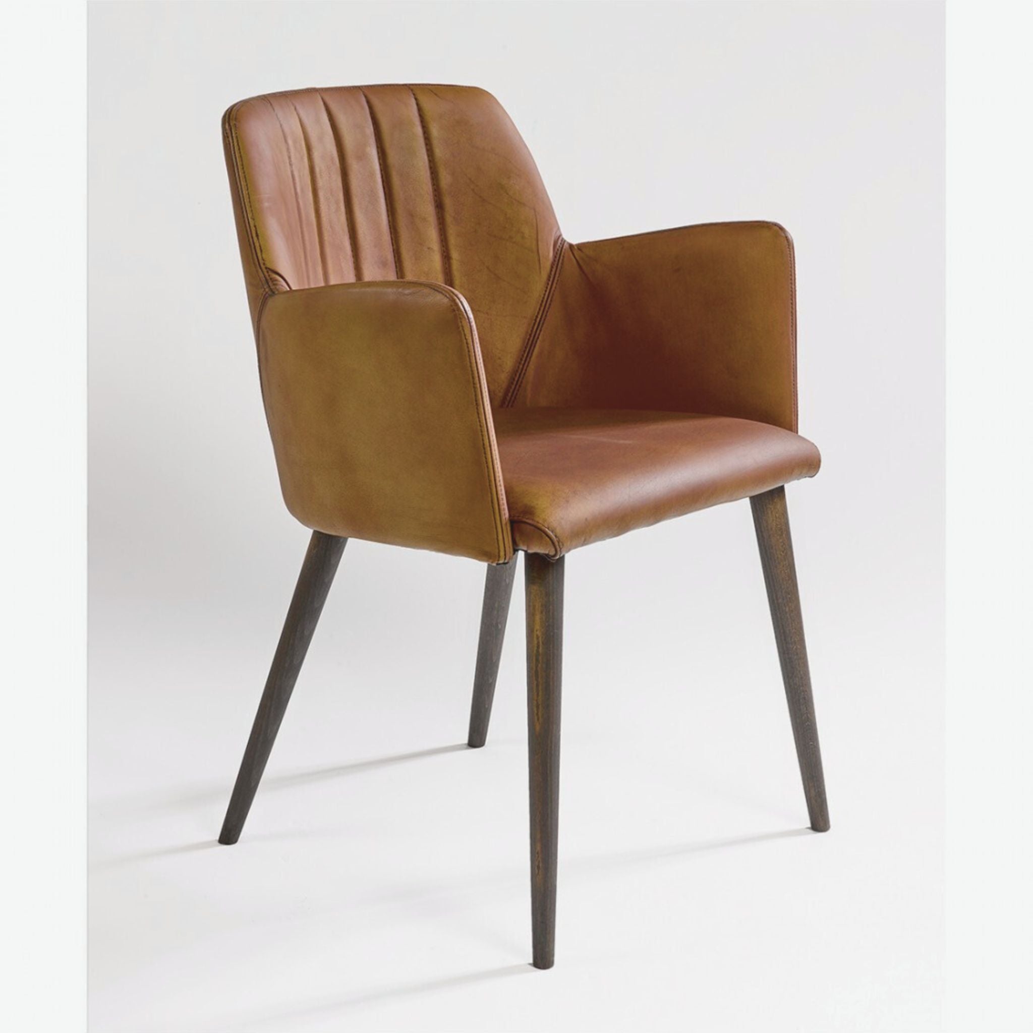 Crisal Decoracion Leather Dining Chair with Wooden Legs - ModernistaLiving