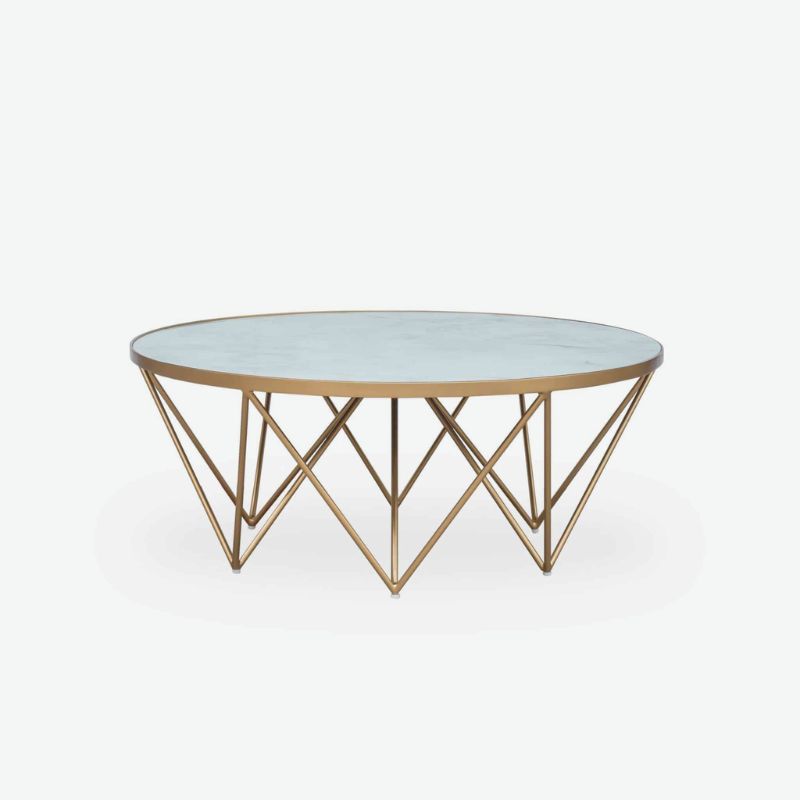 D.I. Designs Crofton Coffee Table White Marble Glass - ModernistaLiving