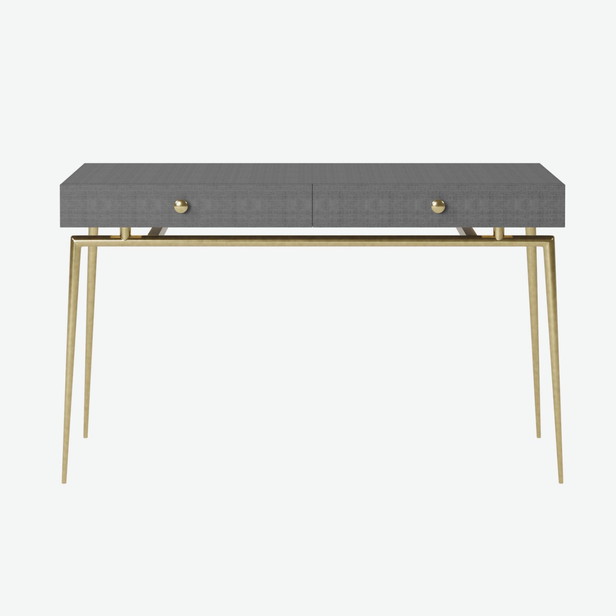 D.I. Designs Greyshott Desk Crocodile Style Finish Gold Handle and Legs