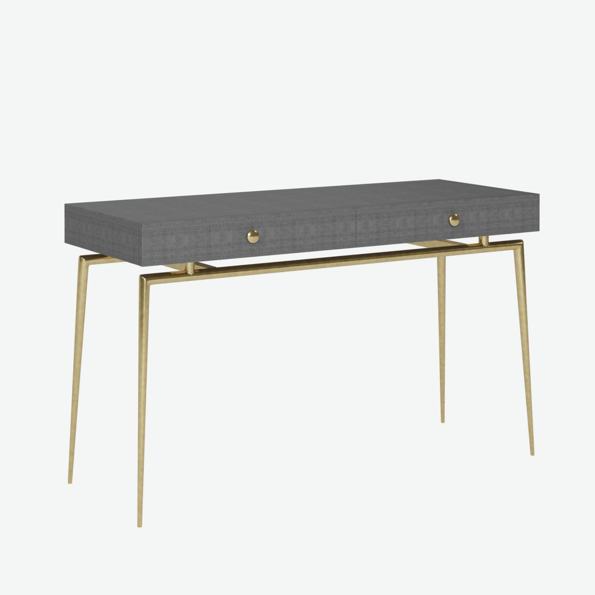 D.I. Designs Greyshott Desk Crocodile Style Finish Gold Handle and Legs