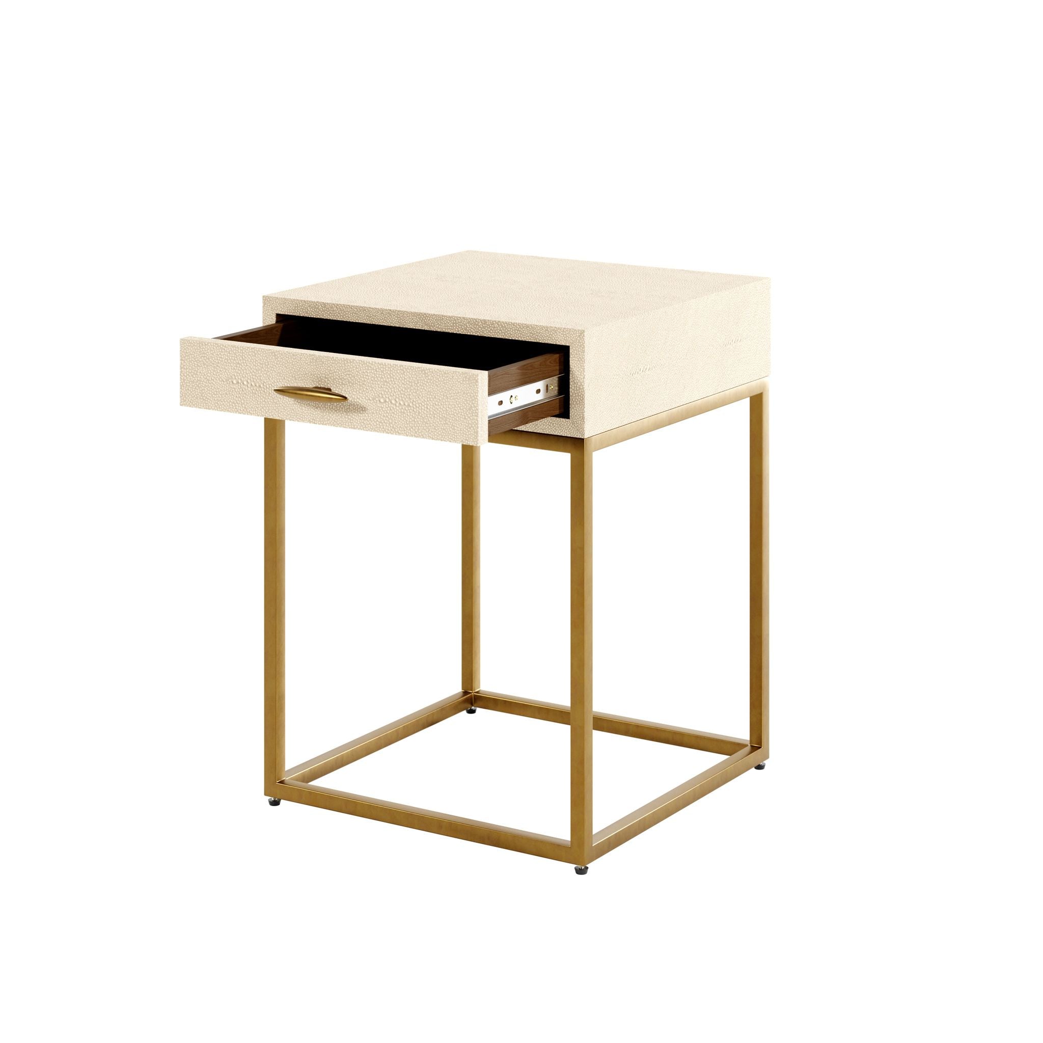 D.I. Designs Hampton Bedside Table Ivory Shagreen - ModernistaLiving