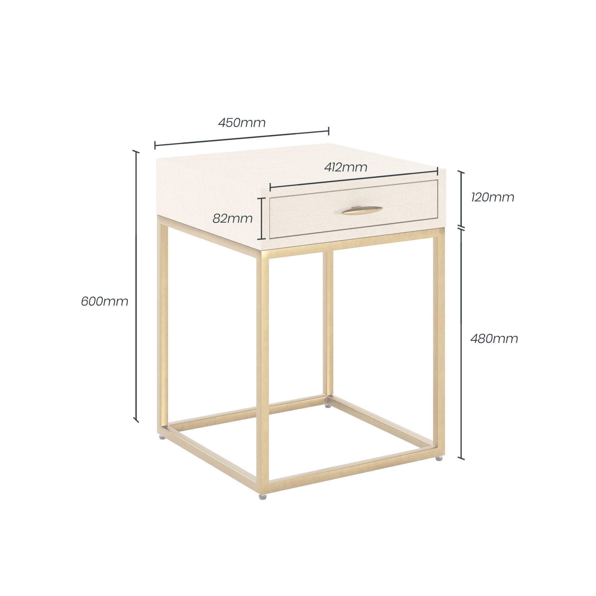 D.I. Designs Hampton Bedside Table Ivory Shagreen - ModernistaLiving