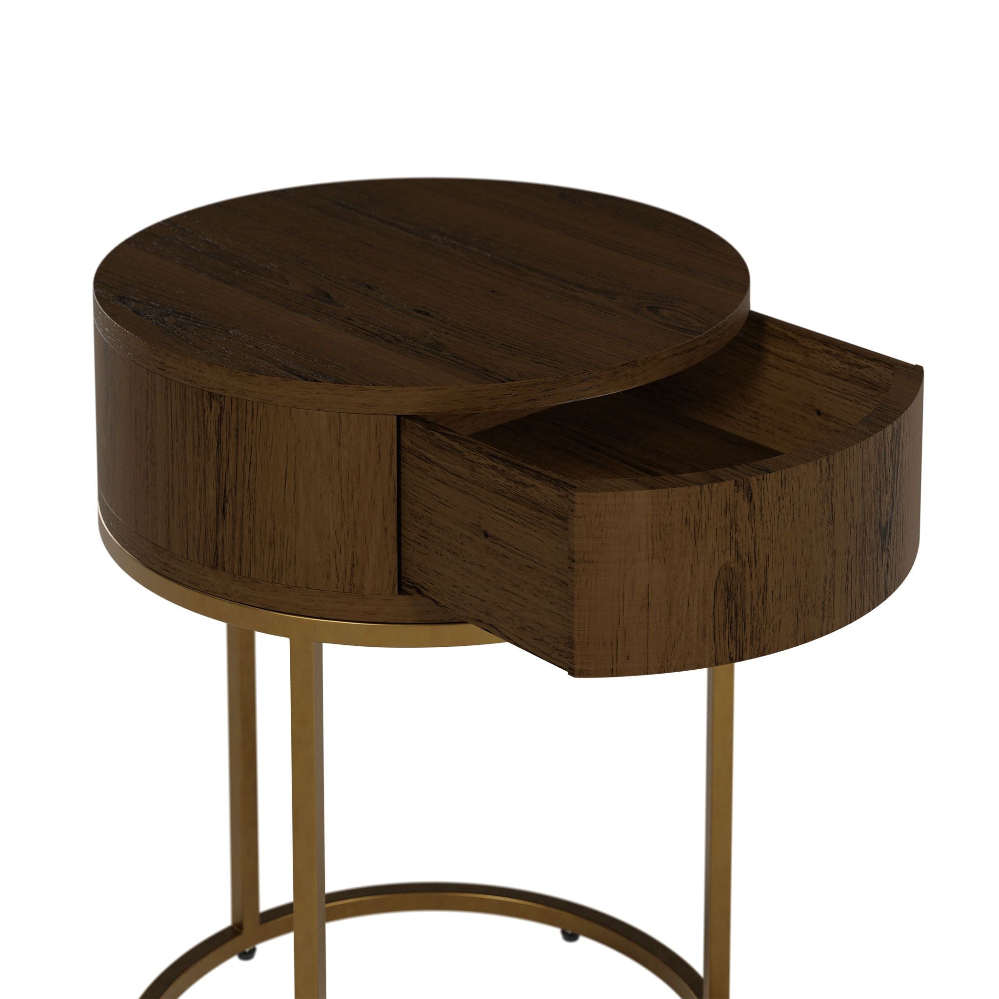 D.I. Designs Hampton Bedside Round Wooden Brown - ModernistaLiving