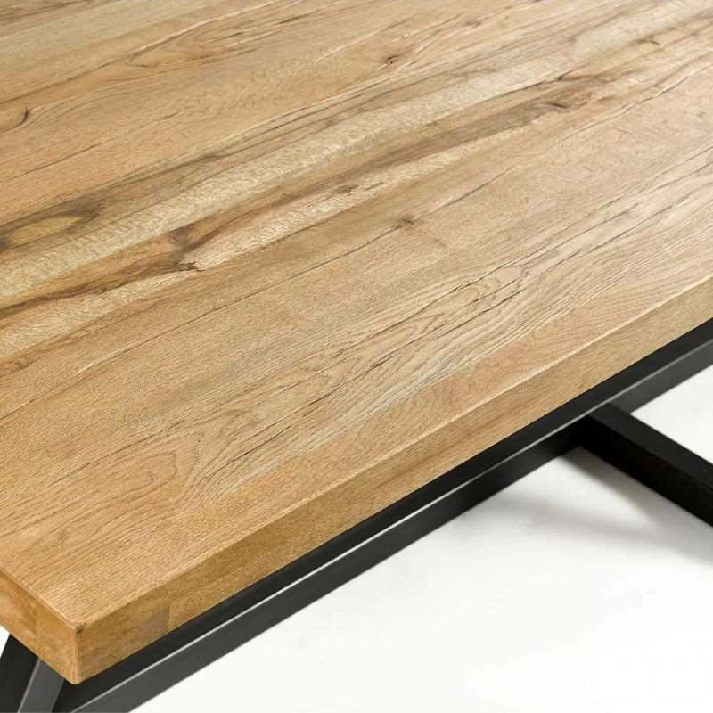 Crisal Decoracion Diago Oak Dining Table with Metal Central Foot - ModernistaLiving