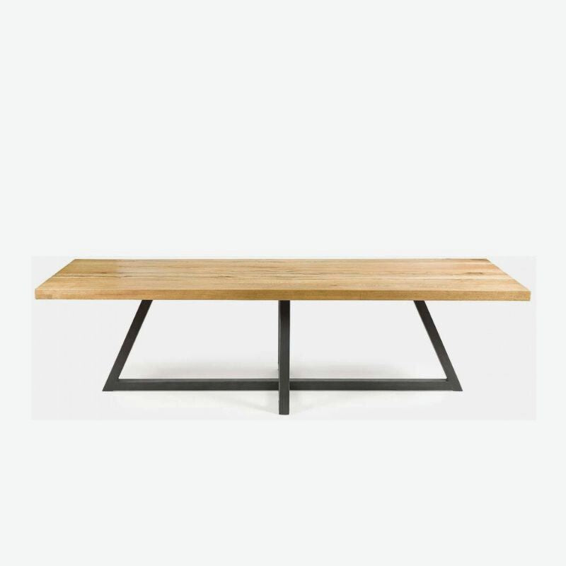 Crisal Decoracion Diago Oak Dining Table with Metal Central Foot - ModernistaLiving