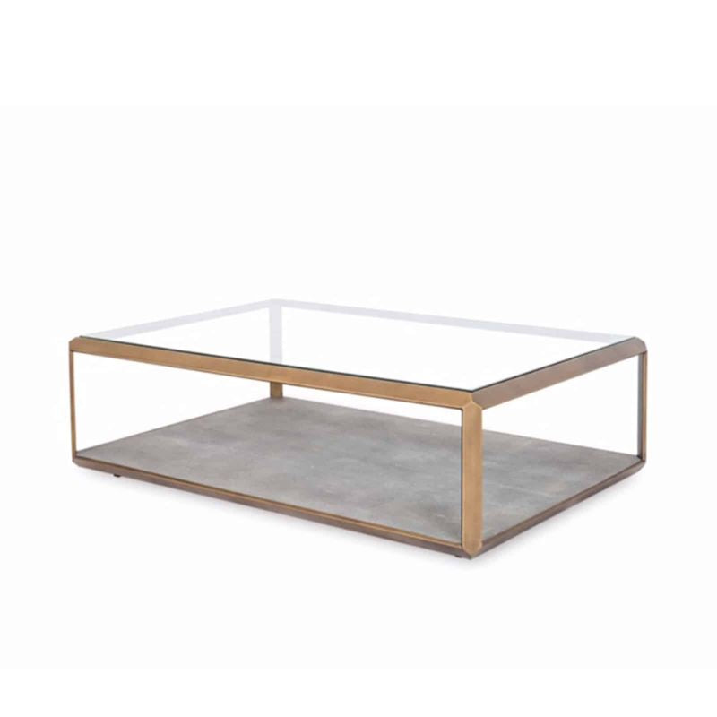 D.I. Designs Elmley Coffee Table Glass Top Antique Style Brass - ModernistaLiving