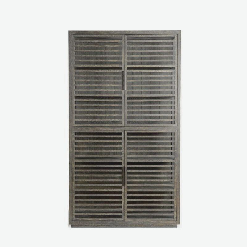 Crisal Decoracion FD24050 Wardrobe Cabinet Greyish Oak with Glass and Woodwork - ModernistaLiving