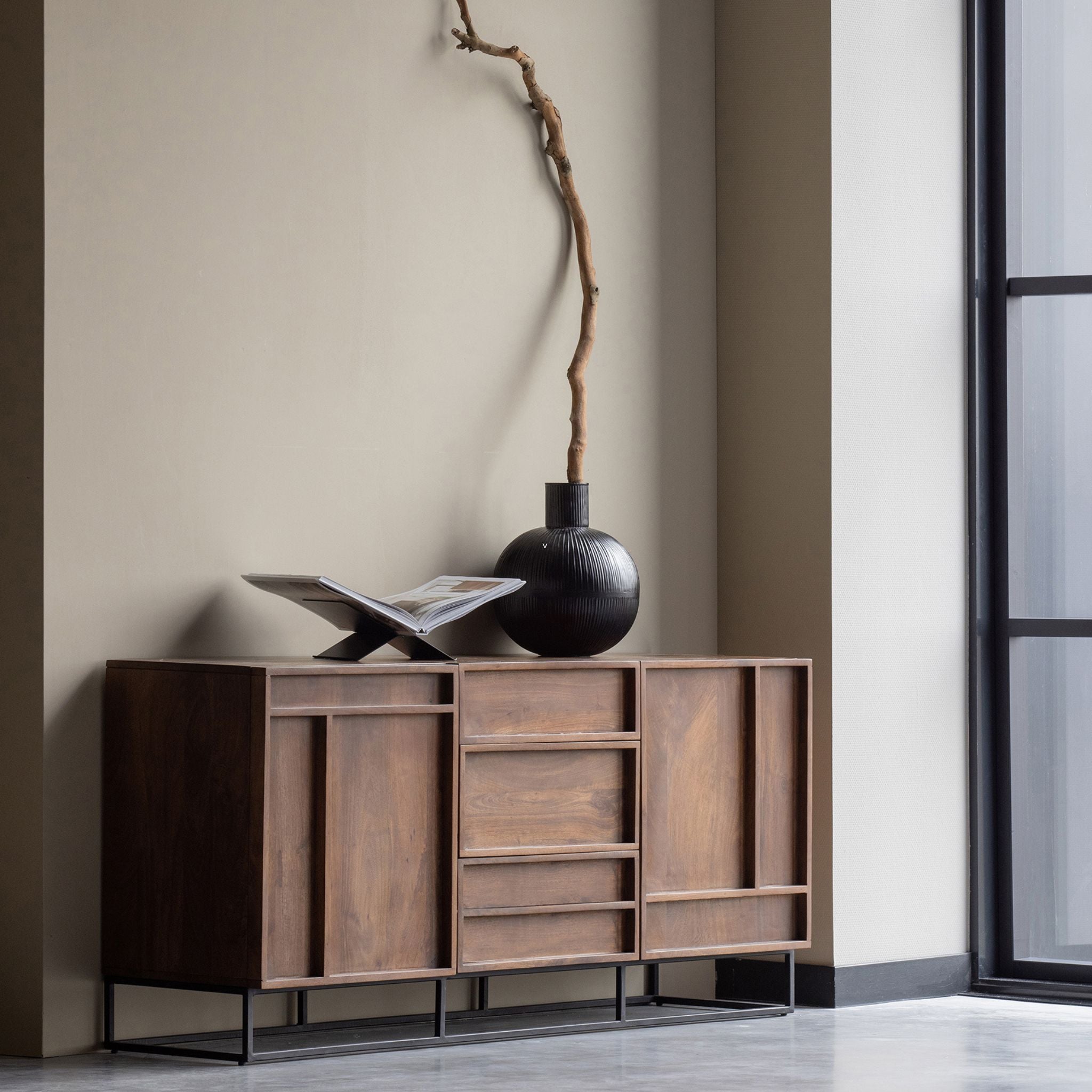 Woood Forrest Sideboard 2 Doors 3 Drawers Mango Wood Natural - ModernistaLiving