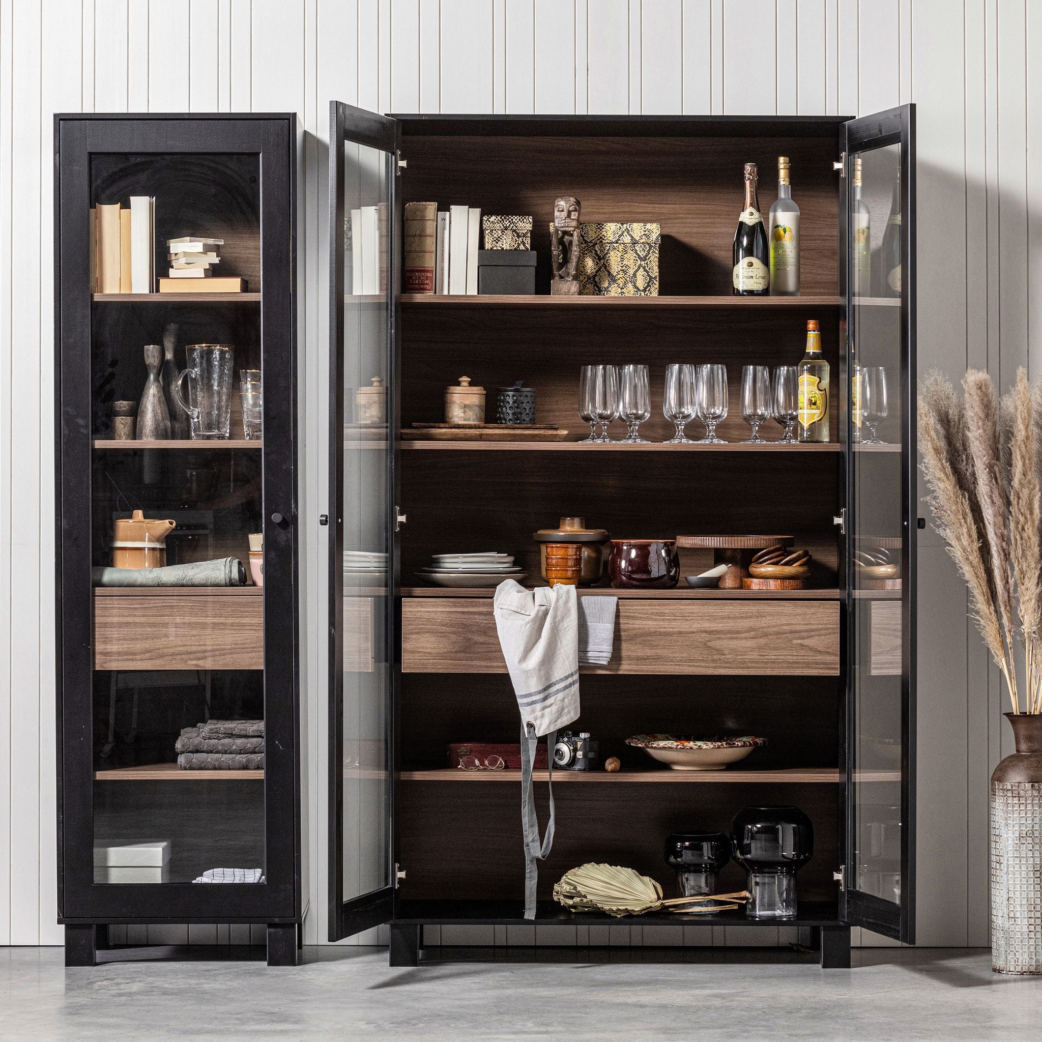 Woood Goos 2 Doors Cabinet Pine Black/Walnut (FSC) - ModernistaLiving